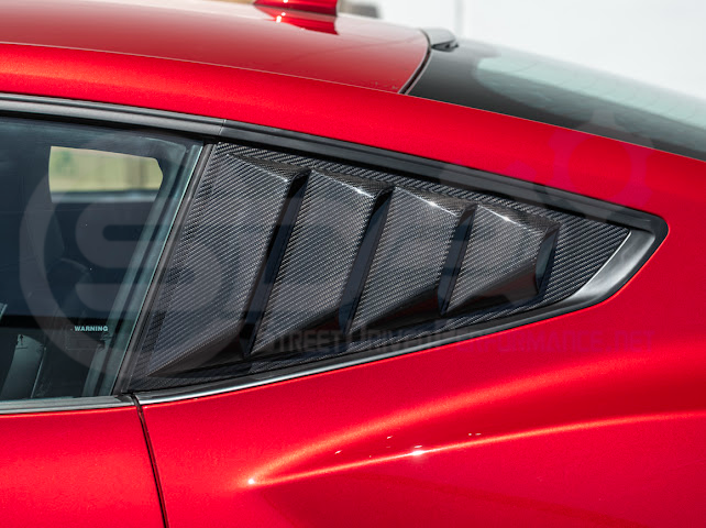 2024-UP FORD MUSTANG S650 | CARBON FIBER SIDE QUARTER WINDOW LOUVER SUN SHADE COVER