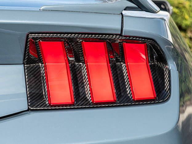2024-UP FORD MUSTANG S650 | CARBON FIBER REAR TAIL LIGHT TRIM BEZEL COVERS PAIR