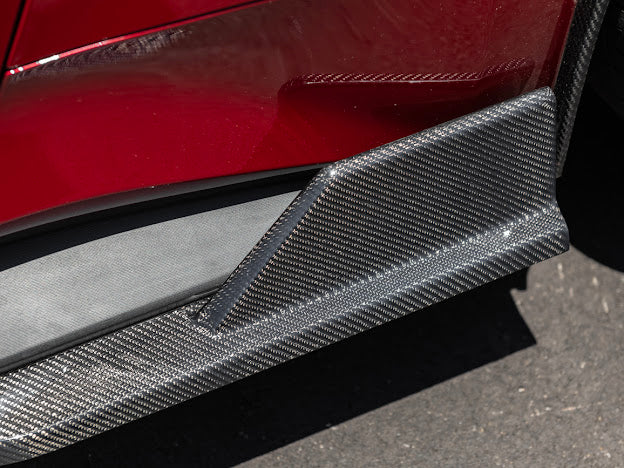 2024-UP FORD MUSTANG S650 | GT350R PERFORMANCE STYLE CARBON FIBER SIDE SKIRTS EXTENSION ROCKER PANELS GROUND EFFECTS