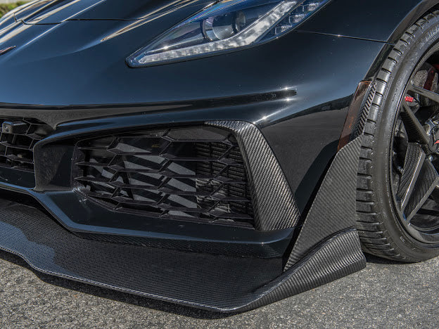 2019 CHEVROLET CORVETTE C7 ZR1 CARBON FIBER FRONT BUMPER VENT BROWS INSERTS (PAIR)