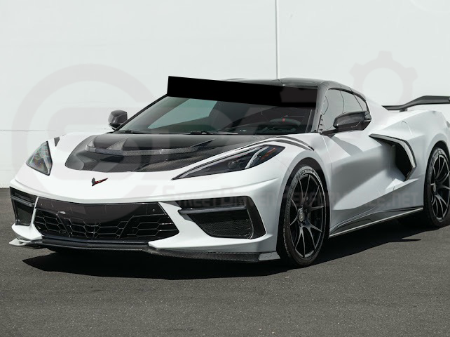 2020-PRESENT CHEVROLET CORVETTE C8 | ZR1 REPLICA STYLE DOUBLE SIDED CARBON FIBER FRONT VENTED HOOD