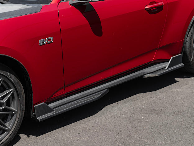 2024-UP FORD MUSTANG S650 | GT350R PERFORMANCE STYLE CARBON FIBER SIDE SKIRTS EXTENSION ROCKER PANELS GROUND EFFECTS