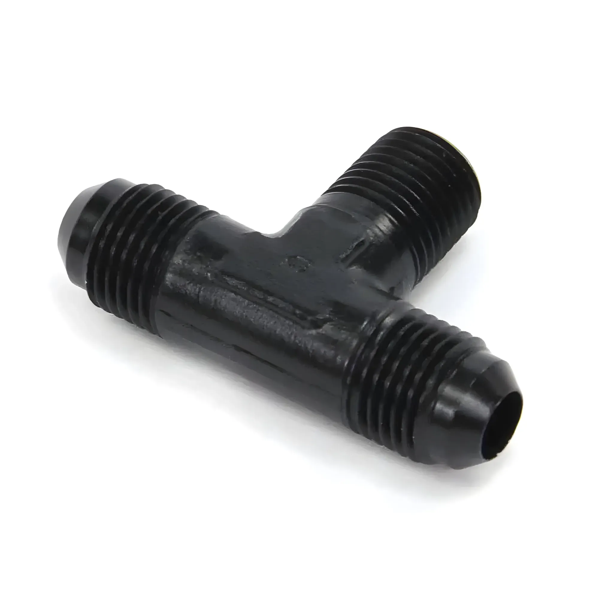Nitrous Outlet 1/4" NPT x 6AN x 6AN Branch Tee Fitting - Male/Male/Male (BLACK)