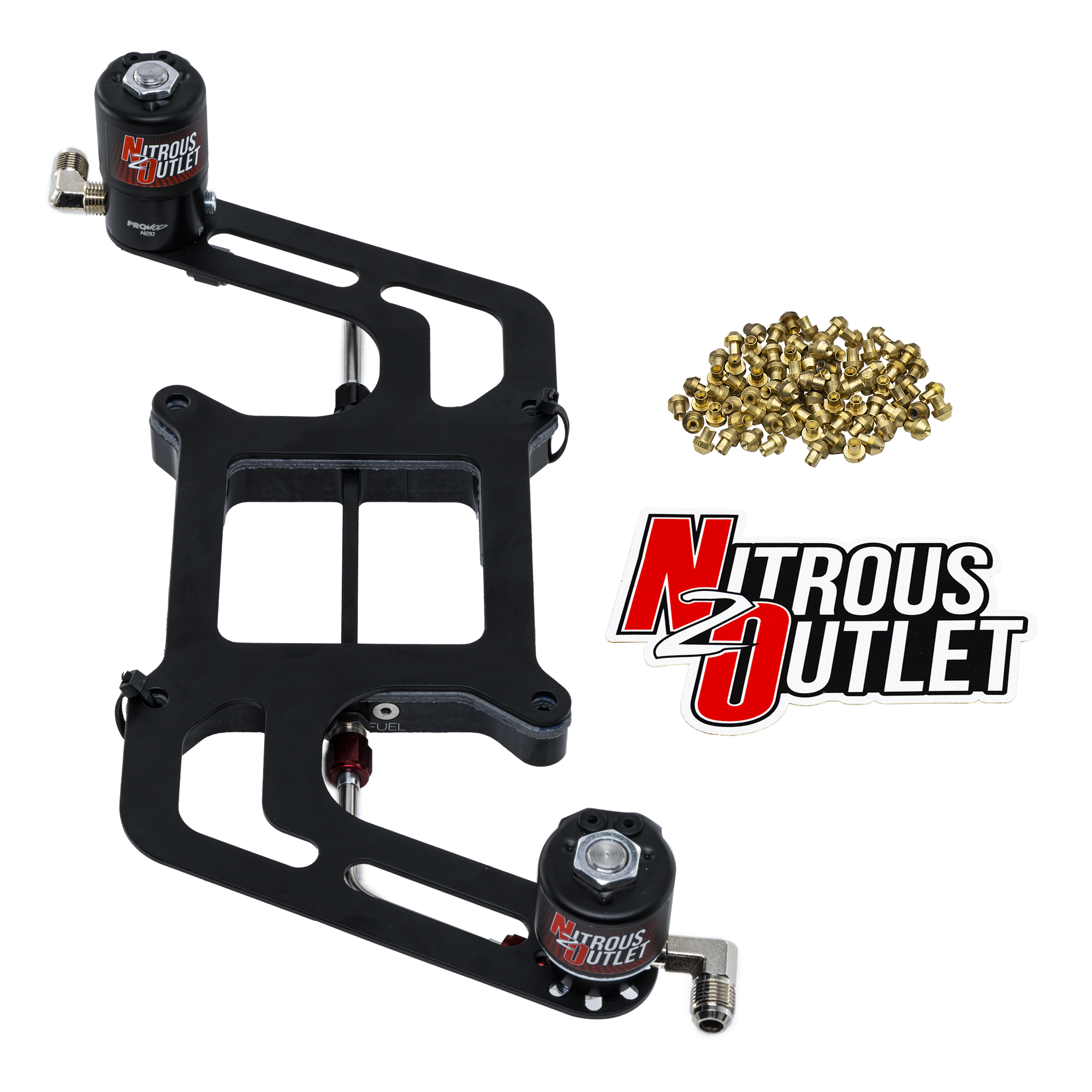 Nitrous Outlet Weekend Warrior 4150 Plate Solenoids Forward Conversion - Hard-Line -Boomerang Solenoid Bracket -Gas/E85 (5...