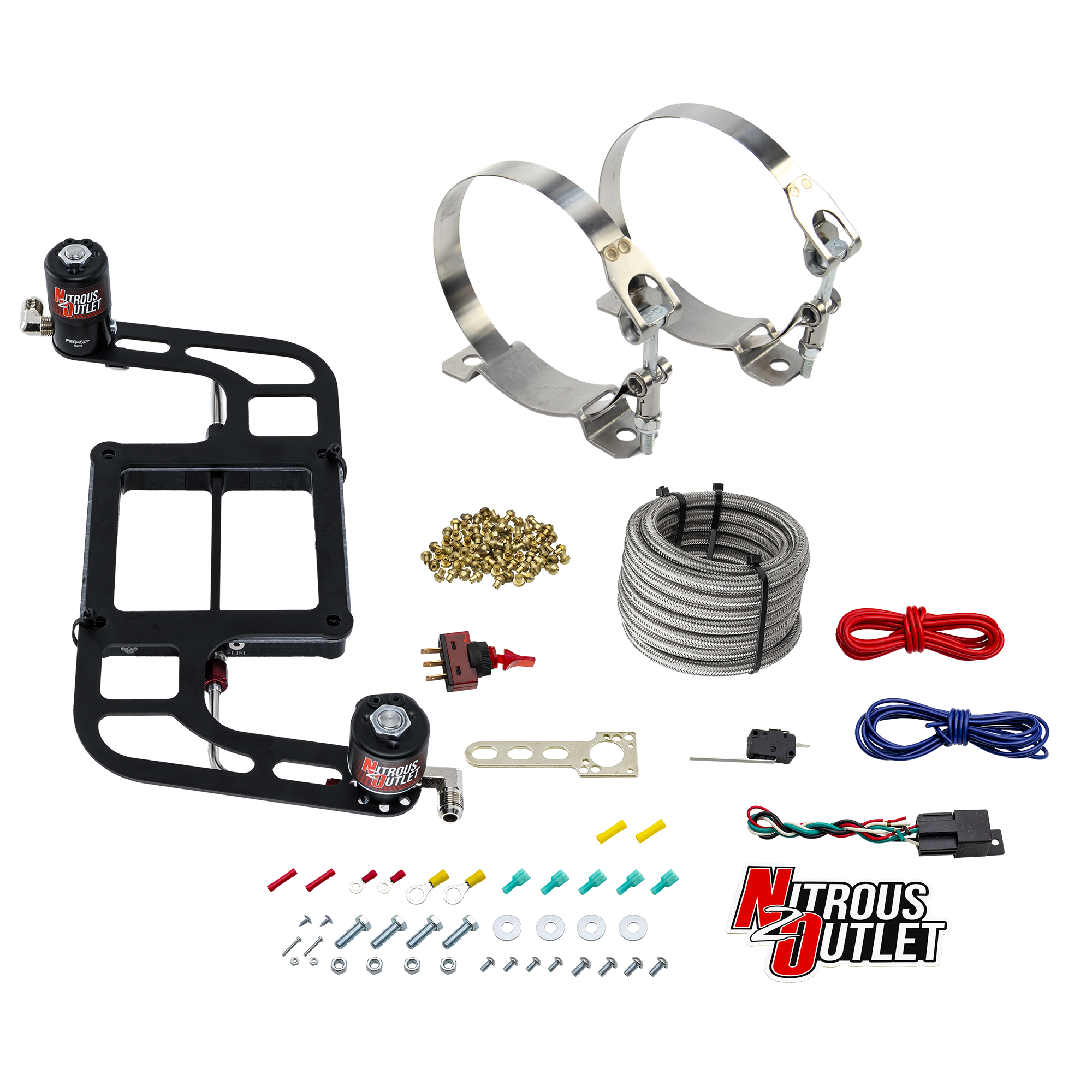 Nitrous Outlet 4500 Weekend Warrior System - Hard-line/.122 Nitrous Solenoid/.177 Fuel Solenoid/Boomerang Solenoid Bracket...