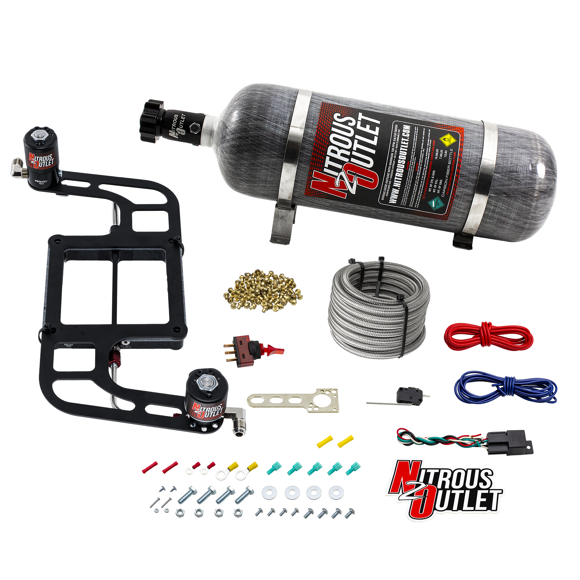Nitrous Outlet 4500 Weekend Warrior System - Hard-line/.122 Nitrous Solenoid/.177 Fuel Solenoid/Boomerang Solenoid Bracket...