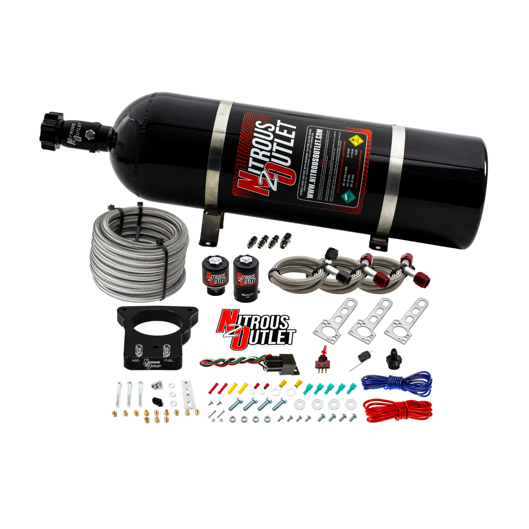 Nitrous Outlet GM 78mm LSX Plate System - Gas/E85 (5-55psi)(50-200HP)(15lb Bottle)(1997-2004 Corvette Requires Part # 00-4...