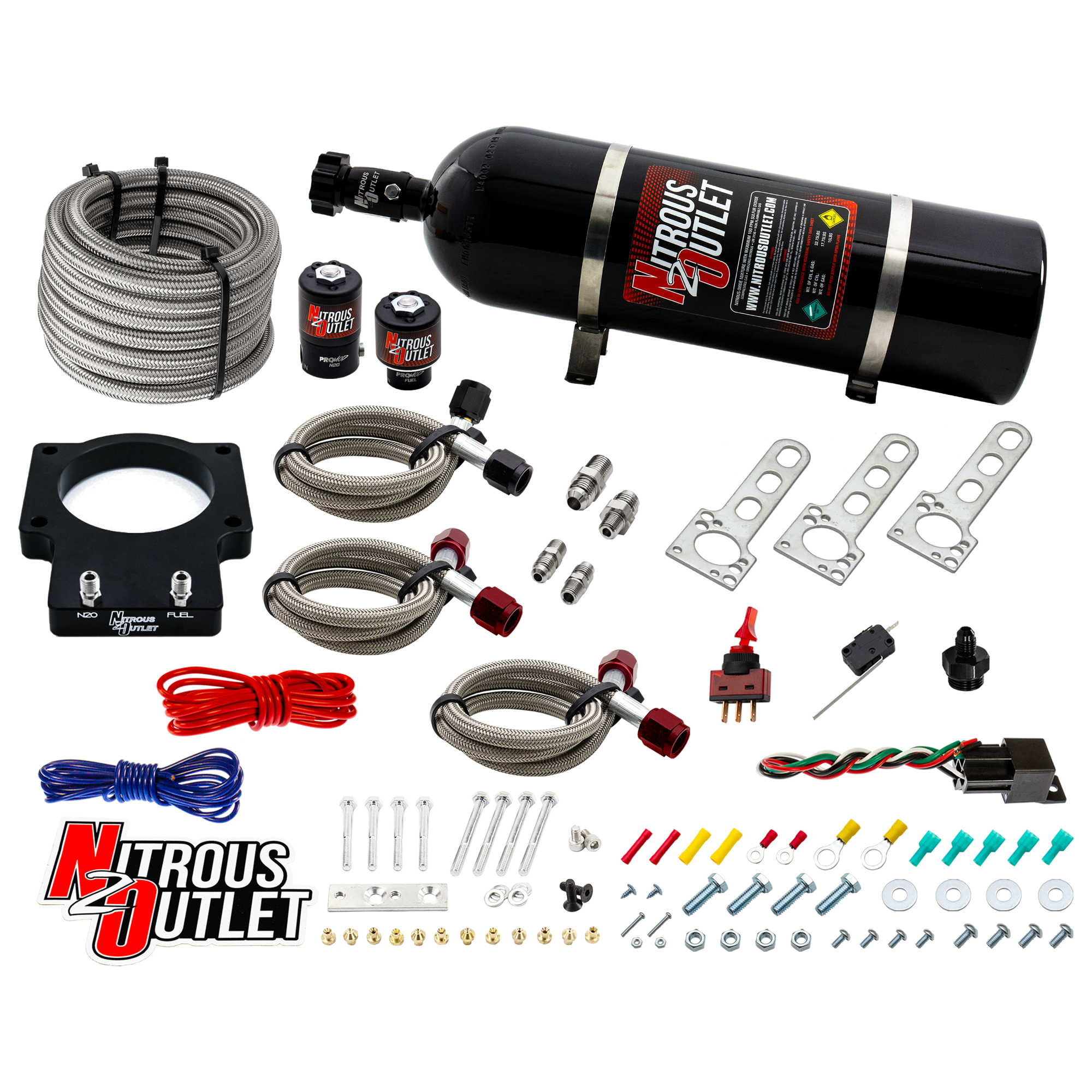 Nitrous Outlet GM 92mm LSX Plate System - Gas/E85 (5-55psi)(50-200HP)(15lb Bottle)(1997-2004 Corvette Requires Part # 00-4...