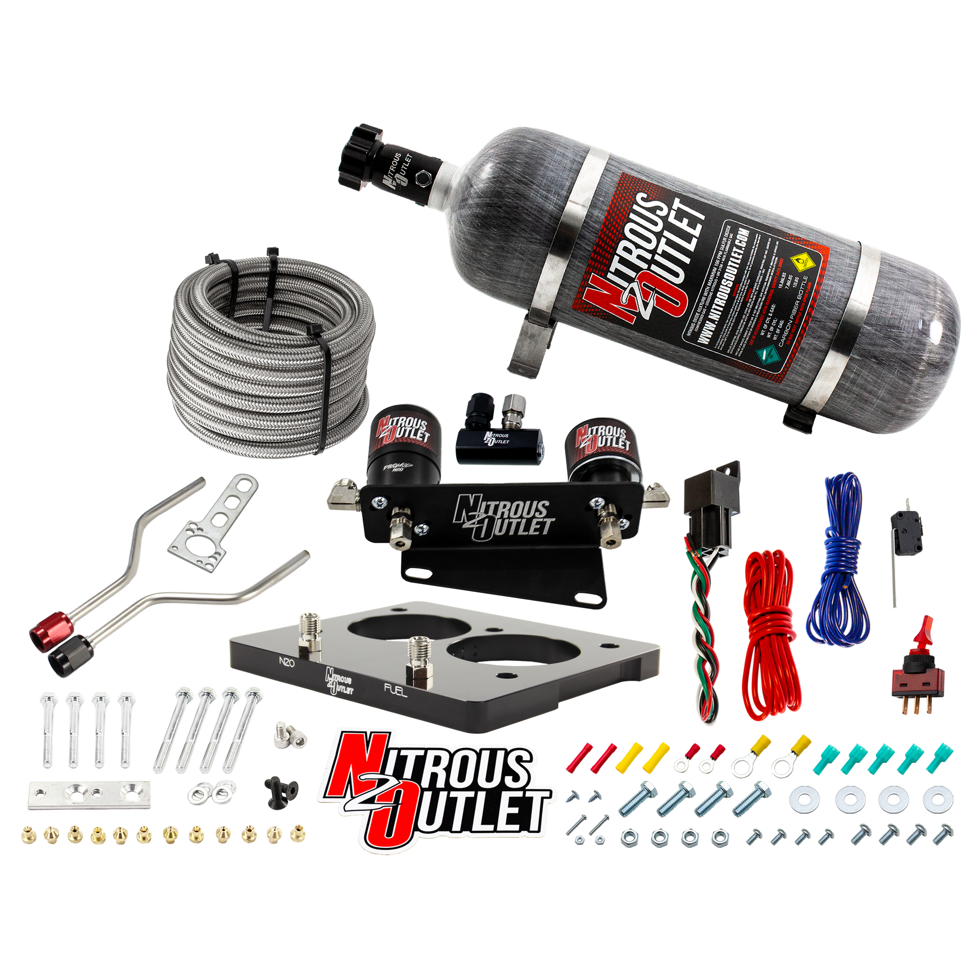 Nitrous Outlet GM/Pontiac 58mm 1993-1997 Camaro/Firebird/Impala LT1 Hard-line Plate System - Gas/E85 (5-55psi)(50-200HP)(1...