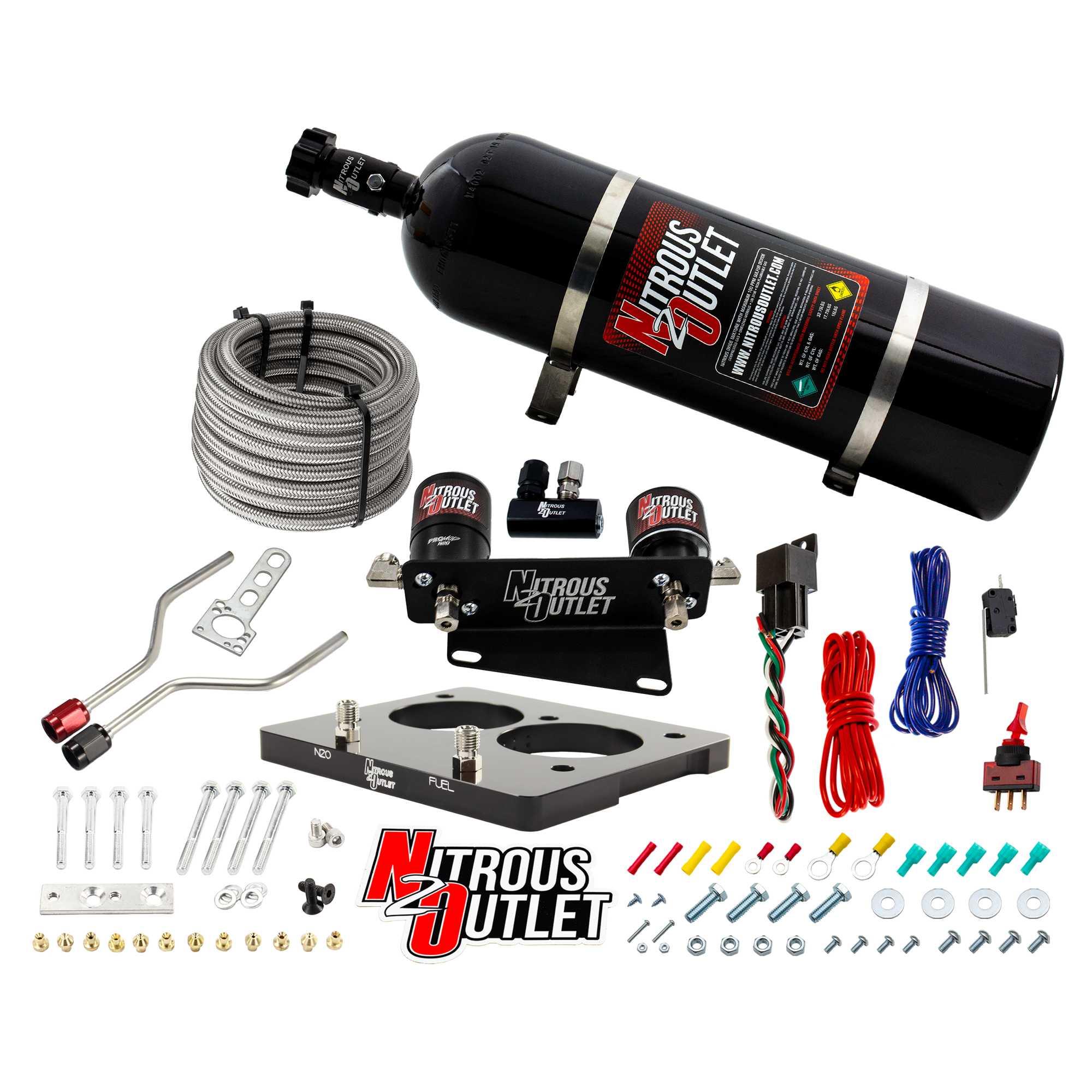 Nitrous Outlet GM/Pontiac 58mm 1993-1997 Camaro/Firebird/Impala LT1 Hard-line Plate System - Gas/E85 (5-55psi)(50-200HP)(1...