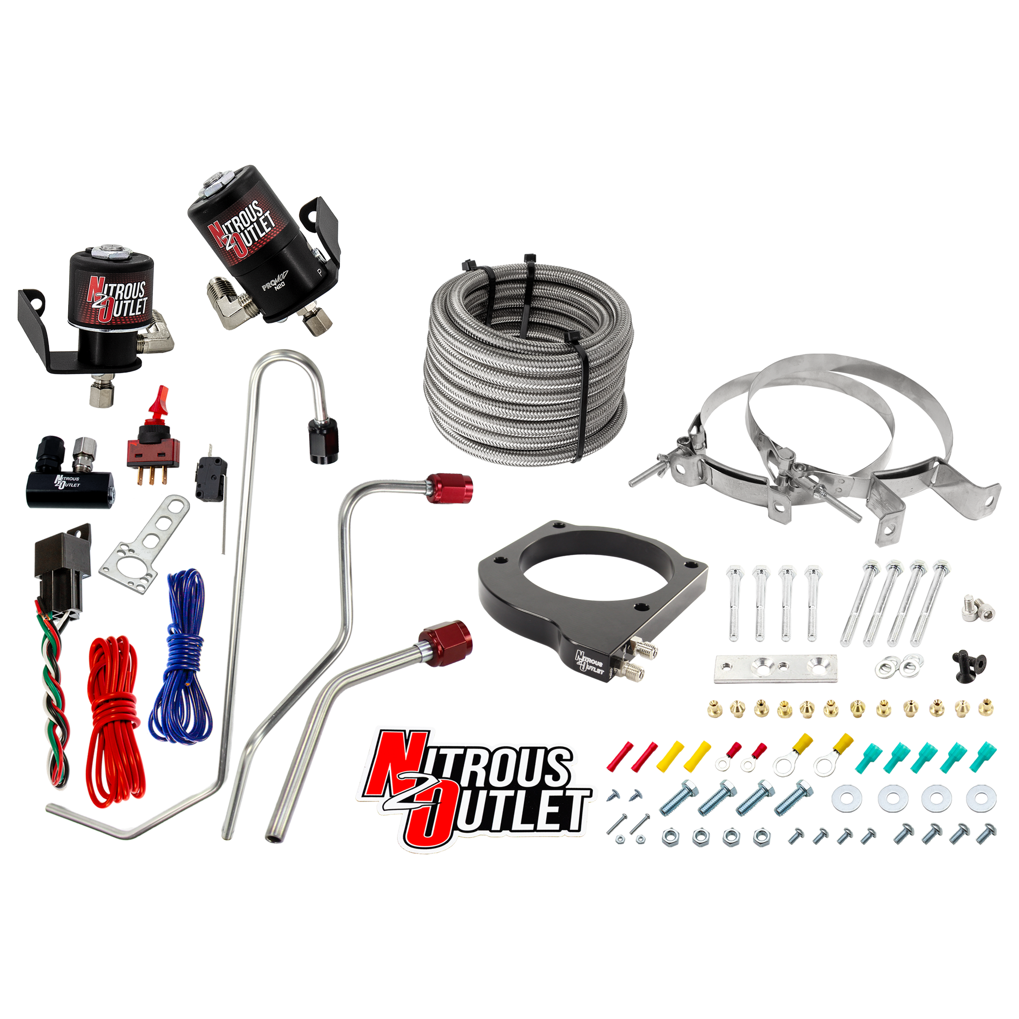 Nitrous Outlet GM 102mm MSD LS7 Atomic AirForce Intake Hard-line Plate System - Aftermarket Fuel Rails/2006-2019 Corvette ...