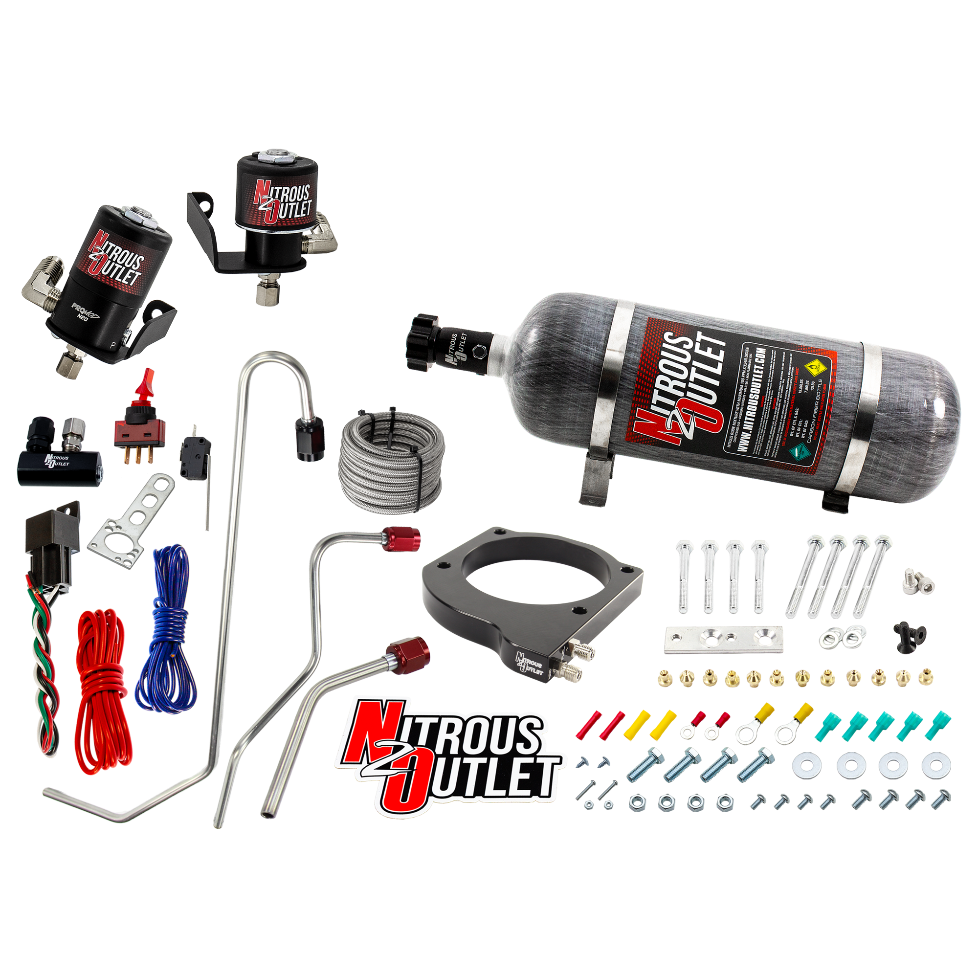 Nitrous Outlet GM 102mm MSD LS7 Atomic AirForce Intake Hard-line Plate System - Aftermarket Fuel Rails/2006-2019 Corvette ...