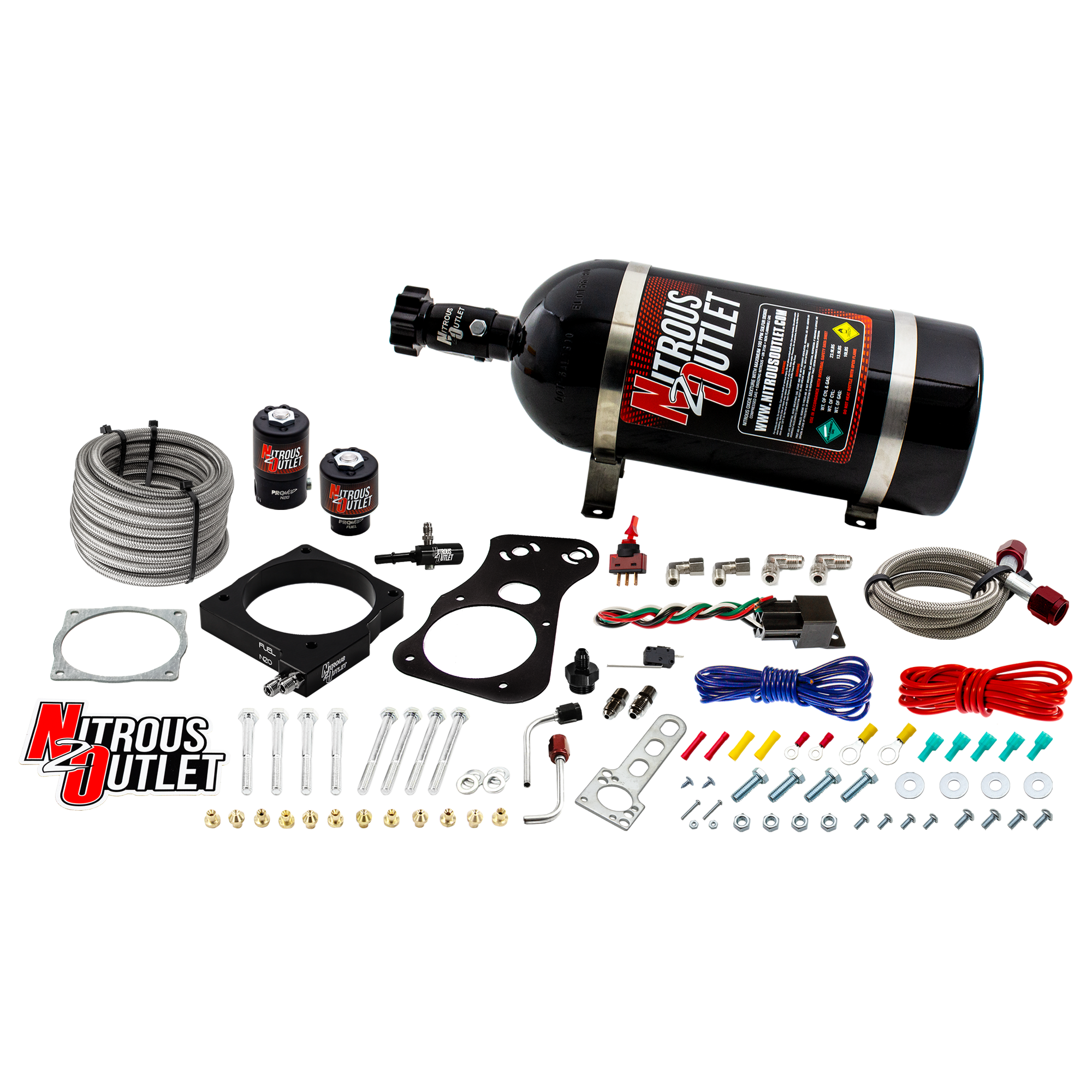 Nitrous Outlet Dodge 80mm 2005-2010 Challenger/Charger/300C/Jeep 6.1 Hemi Intake Hard-line Plate System - Gas/E85 (5-55psi...