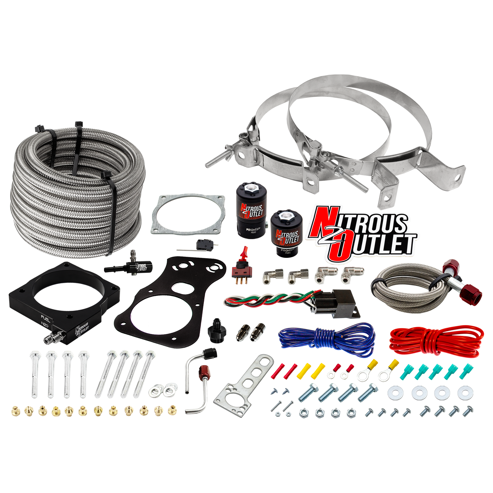 Nitrous Outlet Dodge 85mm 2005-2010 Challenger/Charger/300C/Jeep 6.1 Hemi Intake Hard-line Plate System - Gas/E85 (5-55psi...