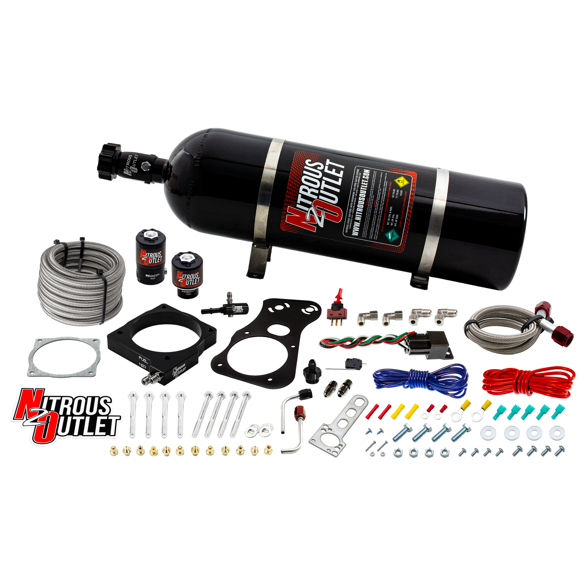 Nitrous Outlet Dodge 85mm 2005-2010 Challenger/Charger/300C/Jeep 6.1 Hemi Intake Hard-line Plate System - Gas/E85 (5-55psi...