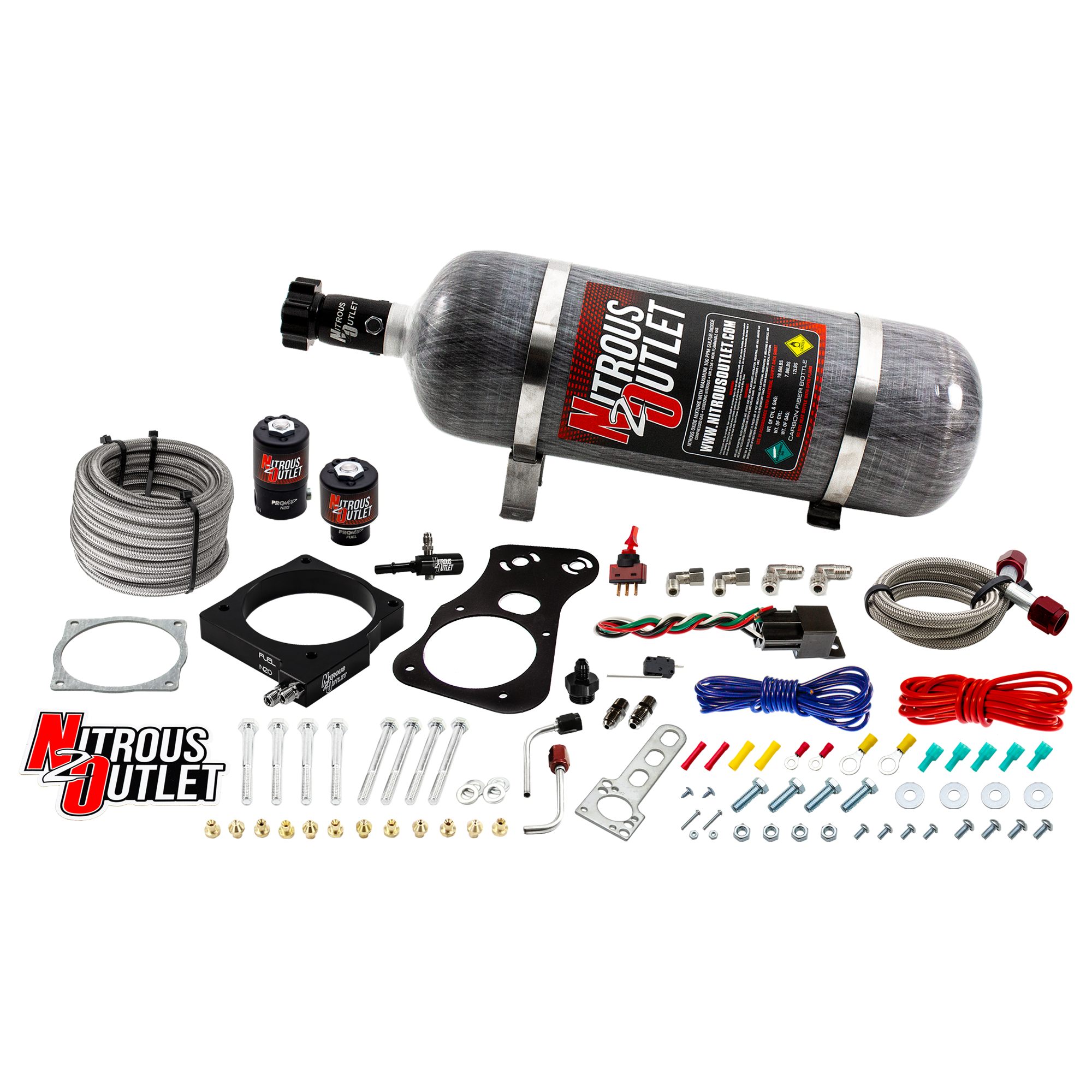 Nitrous Outlet Dodge 90mm 2005-2010 Challenger/Charger/300C/Jeep 6.1 Hemi Intake Hard-line Plate System - Gas/E85 (5-55psi...