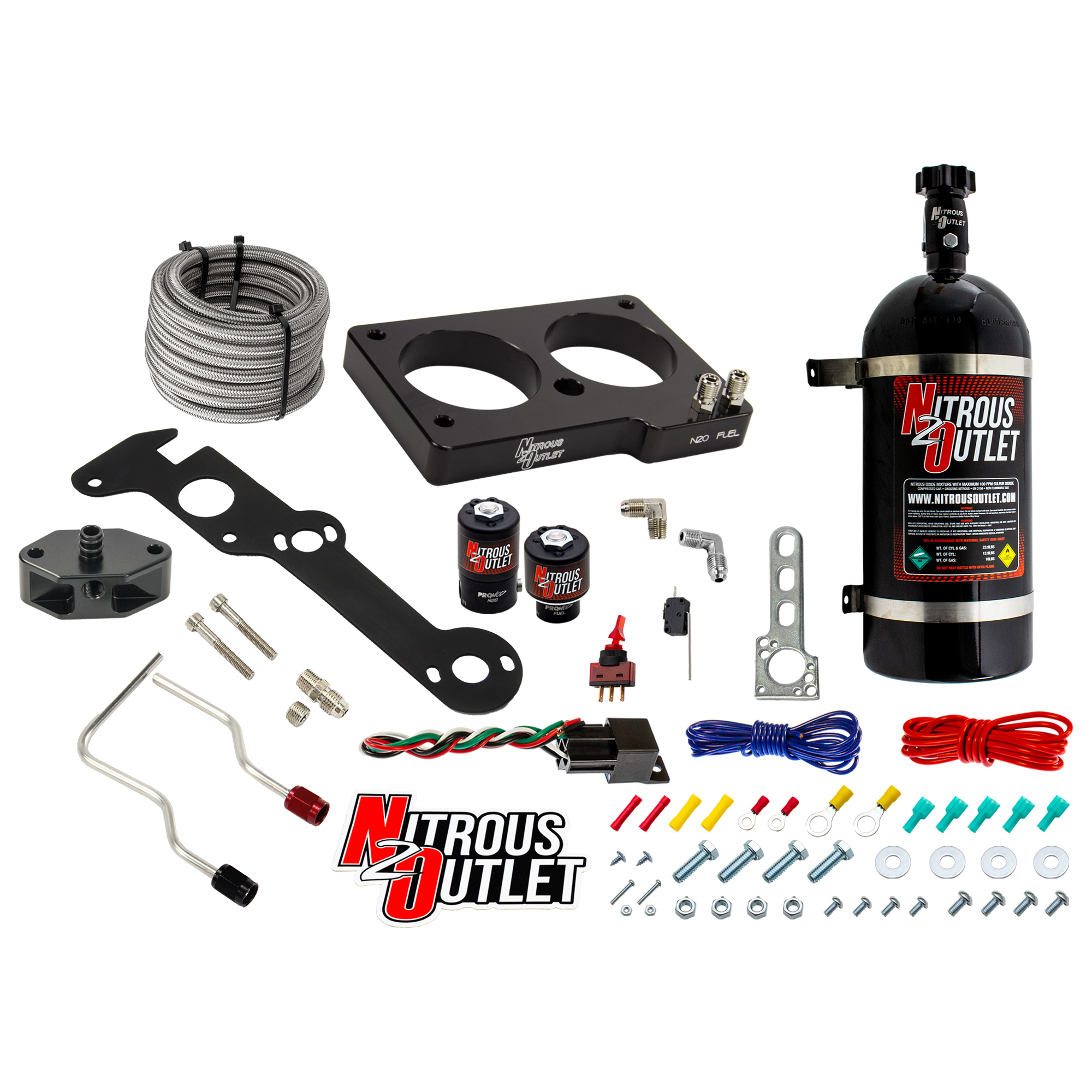 Nitrous Outlet Ford 1999-2001 Cobra, 2003-2004 Mach 1 4.6L 4V Hard-line Plate System - Gas/E85 (5-55psi)(50-200HP)(10lb Bo...