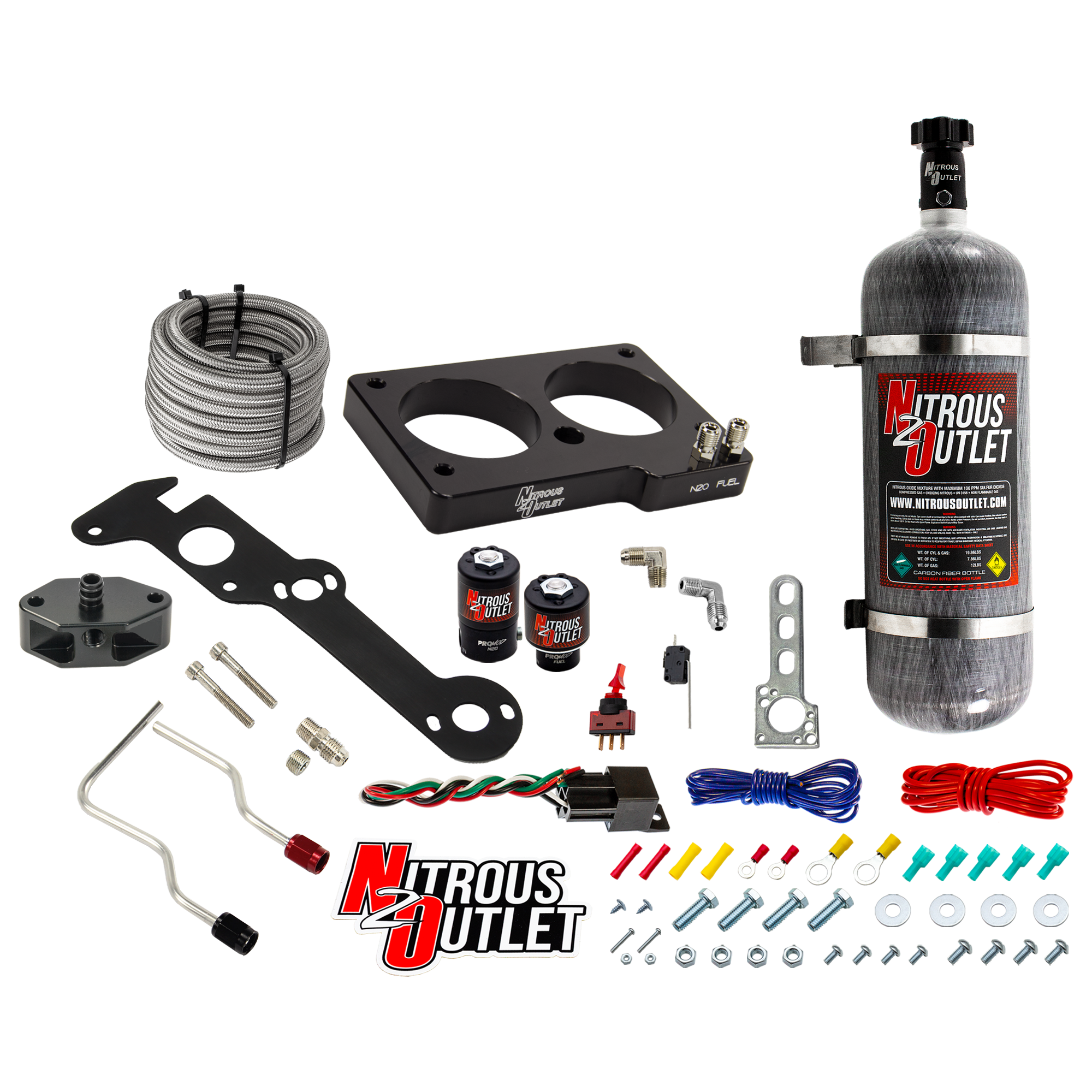Nitrous Outlet Ford 1999-2001 Cobra, 2003-2004 Mach 1 4.6L 4V Hard-line Plate System - Gas/E85 (5-55psi)(50-200HP)(12lb Bo...