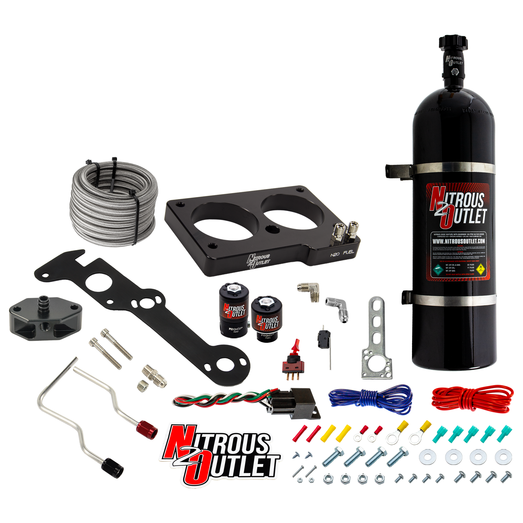 Nitrous Outlet Ford 1999-2001 Cobra, 2003-2004 Mach 1 4.6L 4V Hard-line Plate System - Gas/E85 (5-55psi)(50-200HP)(15lb Bo...