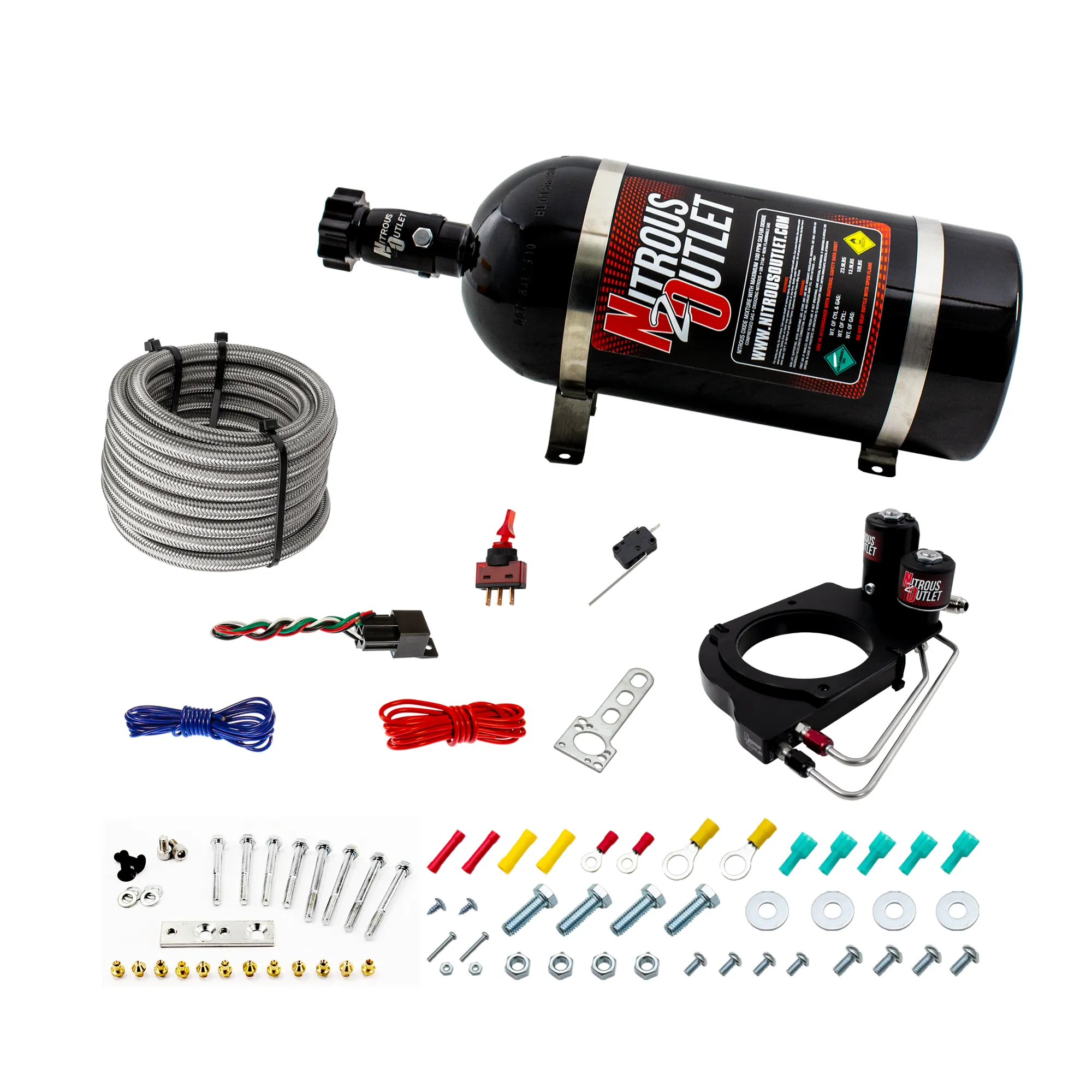 Nitrous Outlet GM Holley Hi-Ram 102mm Throttle Body Hard-line Plate Plate System - Drivers Side/Excludes Fuel Supply - Gas...