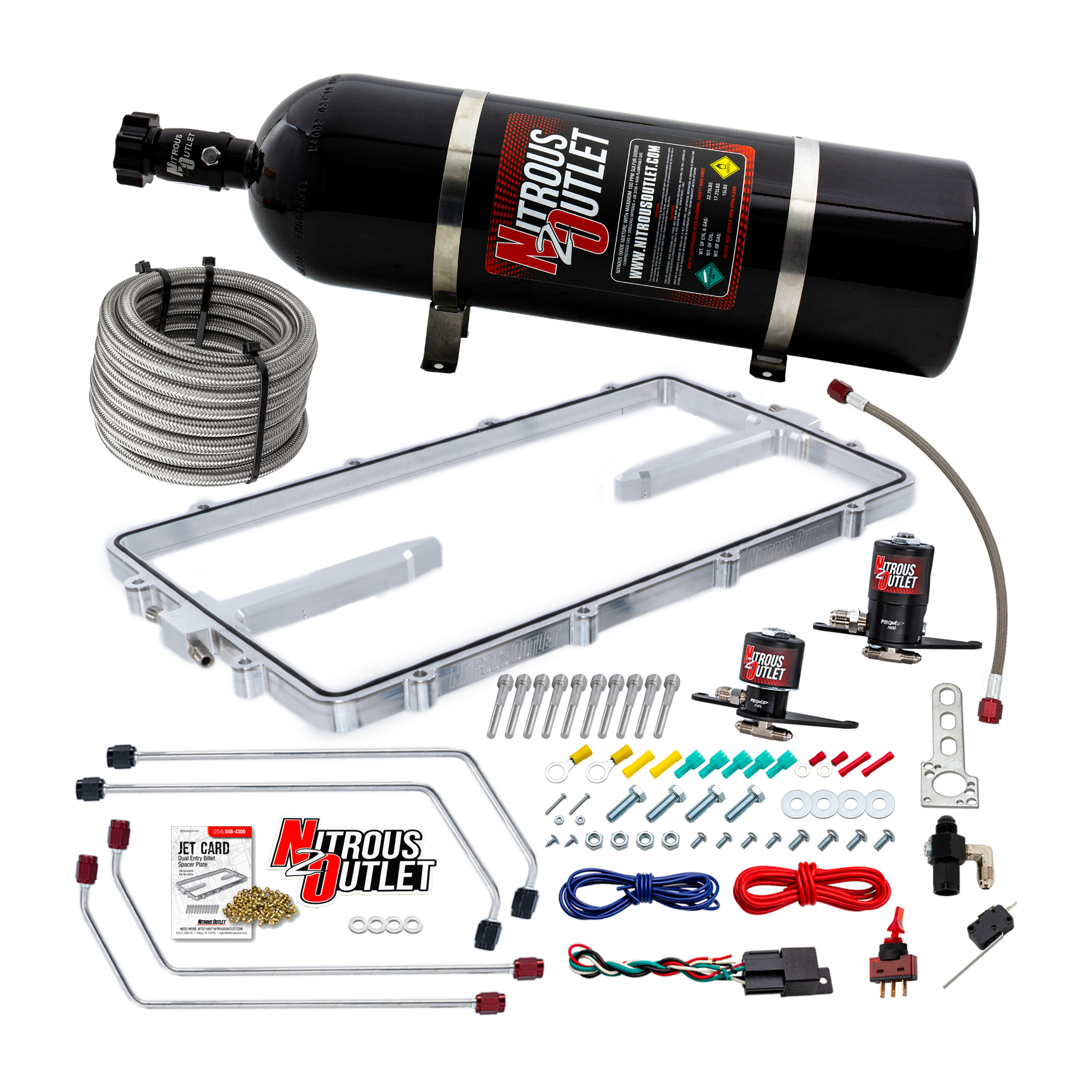Nitrous Outlet GM BTR Equalizer 1 LS1/LS2 Spacer Plate Plate System - Gas/E85 (5-55 psi)(50-200hp)(15lb Bottle)
