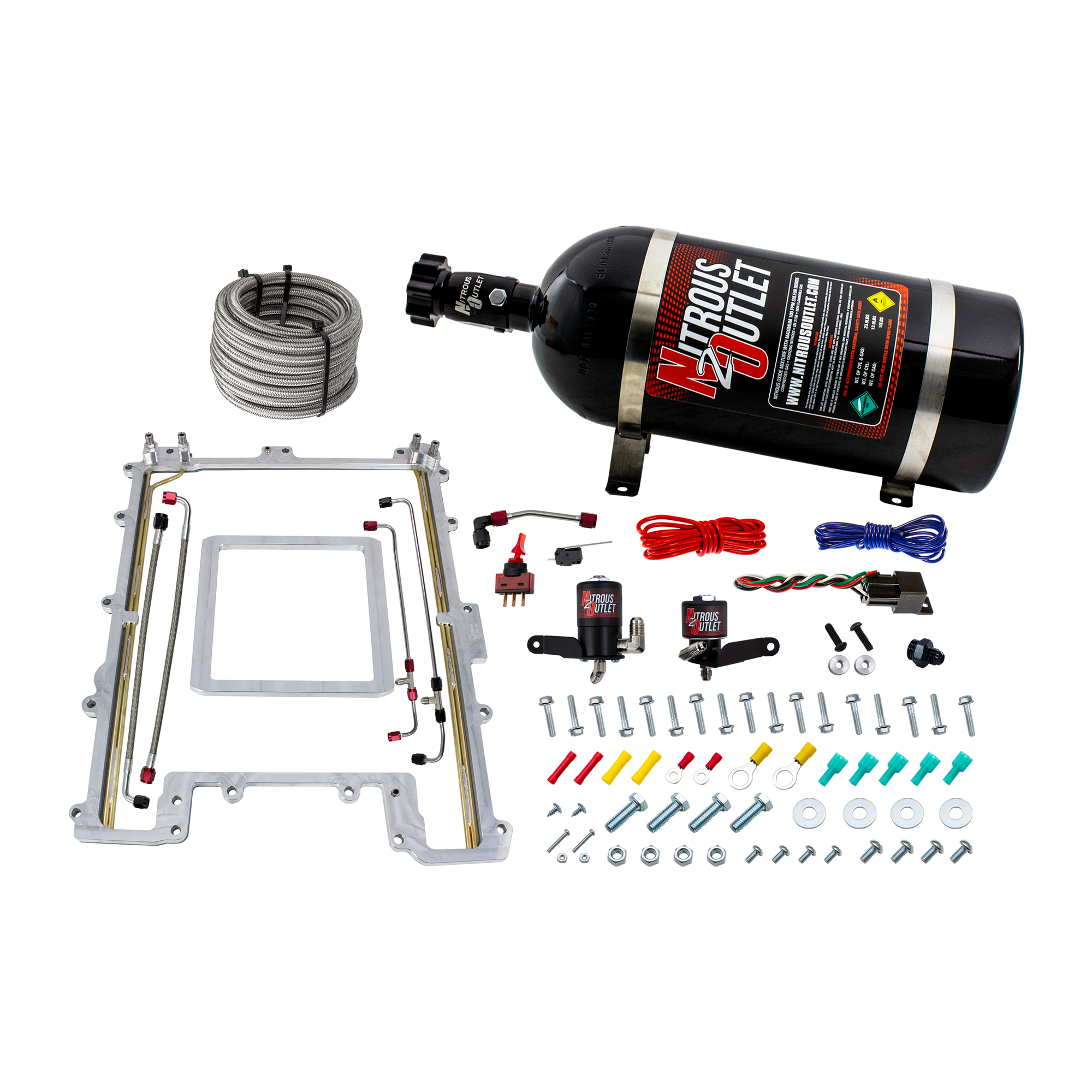 Nitrous Outlet GM 2012-2015 Camaro ZL1 LSA Blower Spacer Plate system - Gas/E85 (45-55psi)(100-300HP)(10lb Bottle)