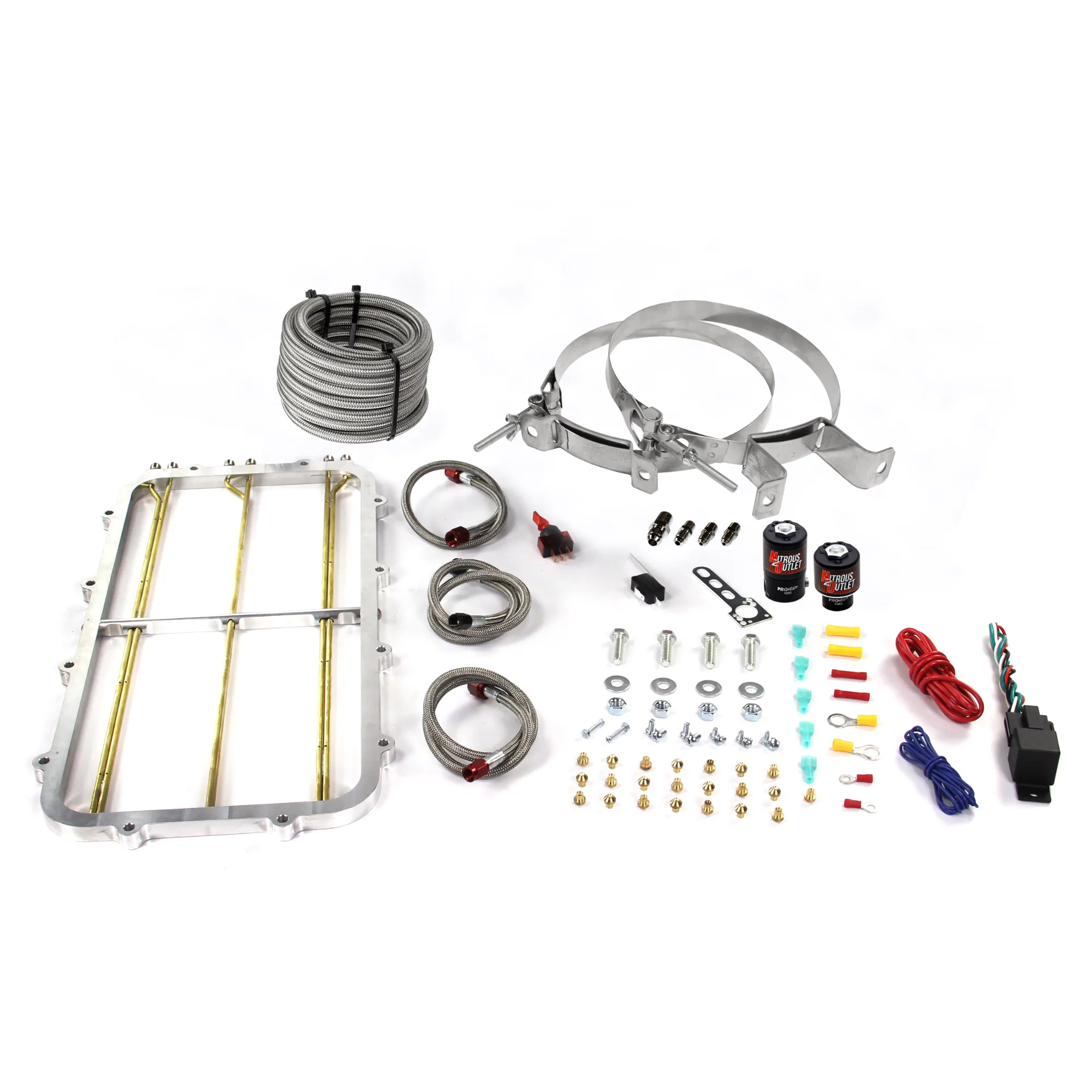 Nitrous Outlet GM Holley Hi-Ram Single Stage Intake Spacer Plate System - Gas/E85 (5-55psi)(50-300HP)(No Bottle)