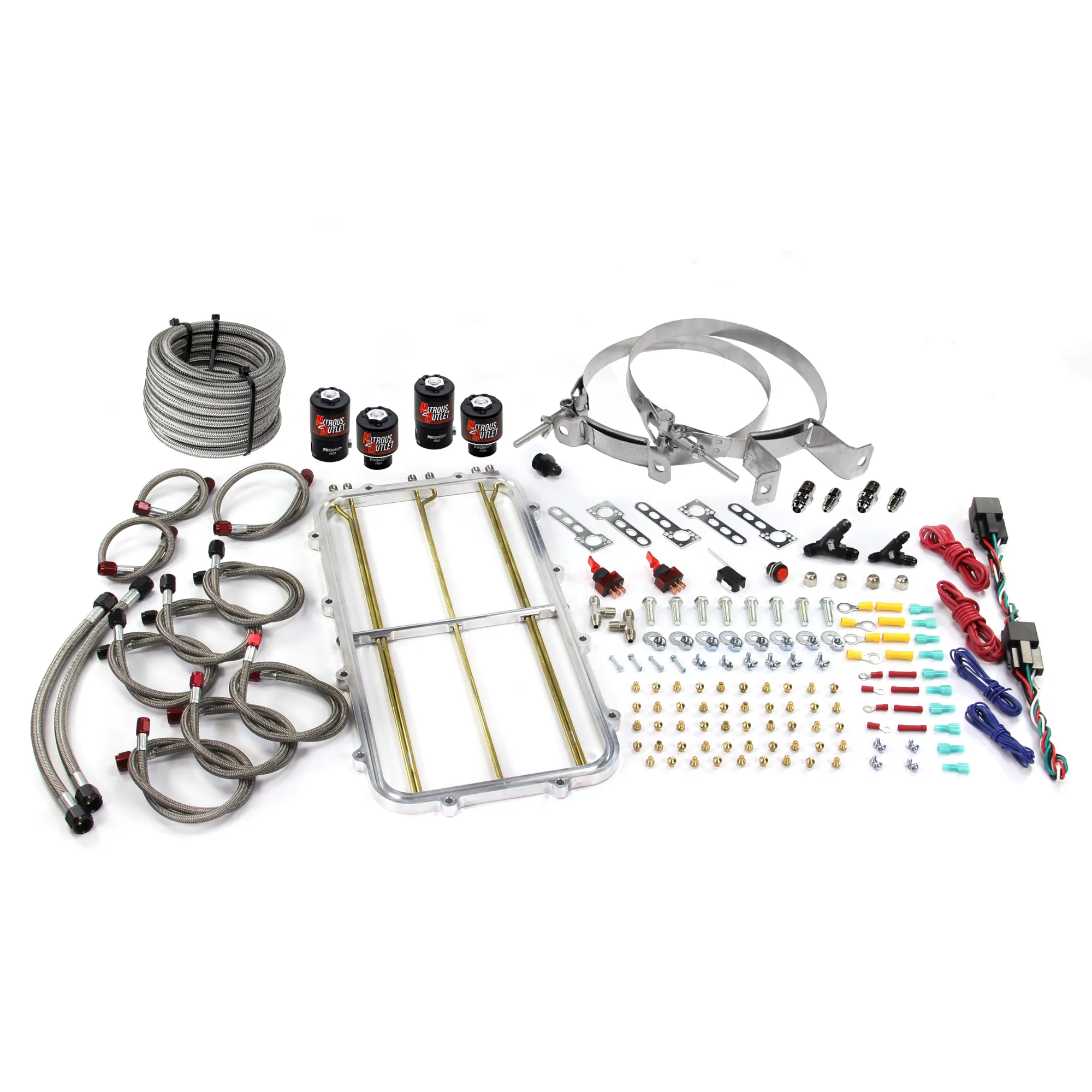 Nitrous Outlet GM Holley Hi-Ram Dual Stage Intake Spacer Plate System - Gas/E85 (5-55psi)(50-300HP)(No Bottle)