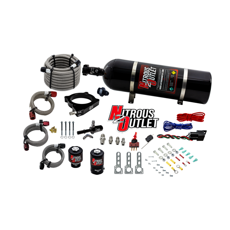 Nitrous Outlet 2020�2026 Ford 7.3L OEM Godzilla Universal Throttle Body Plate Nitrous System (50�200 HP / 400+ HP Capable)(15 lb bottle)