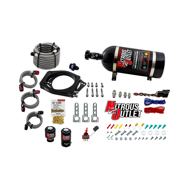 Nitrous Outlet GM 112mm Throttle Body Nitrous Adapter Plate System - Gas/E85 (5-55psi)(50-200HP)(10lb Bottle)