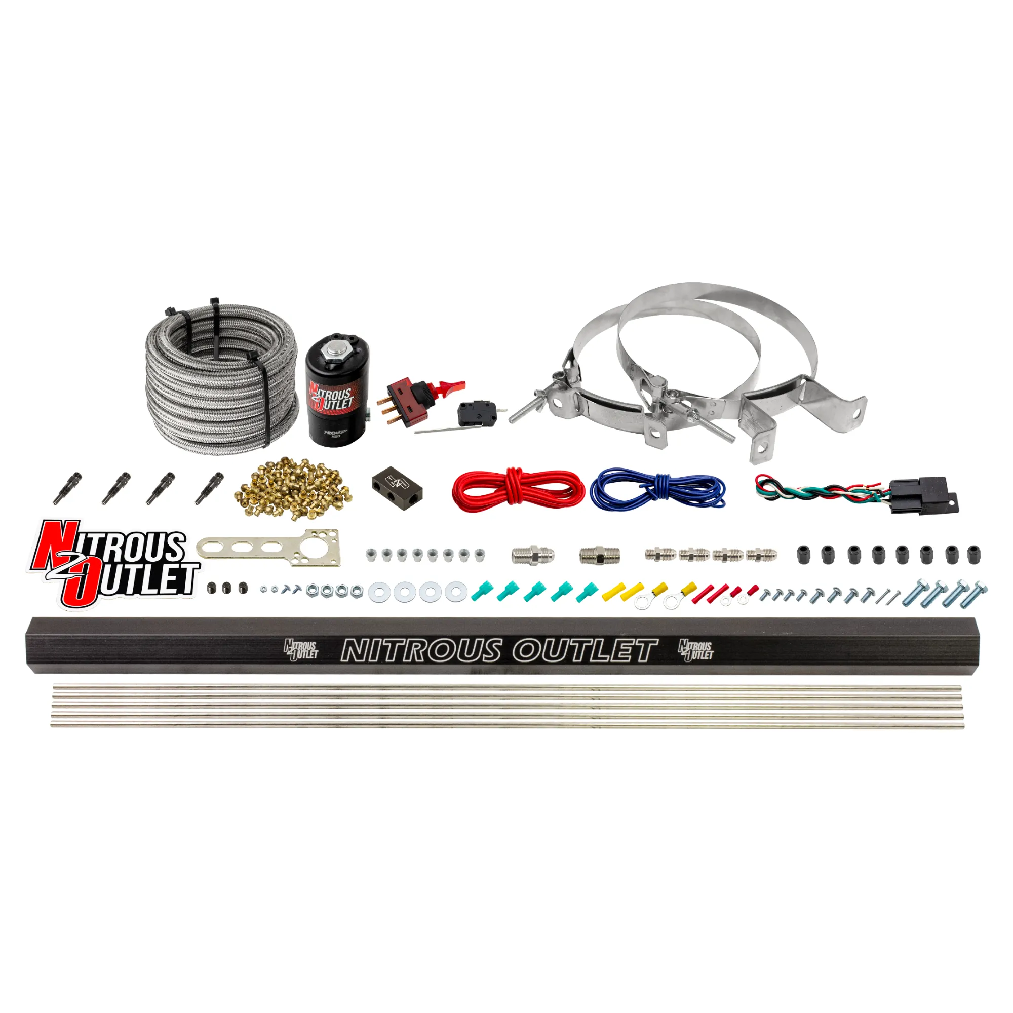 Nitrous Outlet Dry 4 Cylinder Direct Port System -.122 Nitrous Solenoid/Injection Rail/SBT Discharge Nozzles (50-250HP)(No...