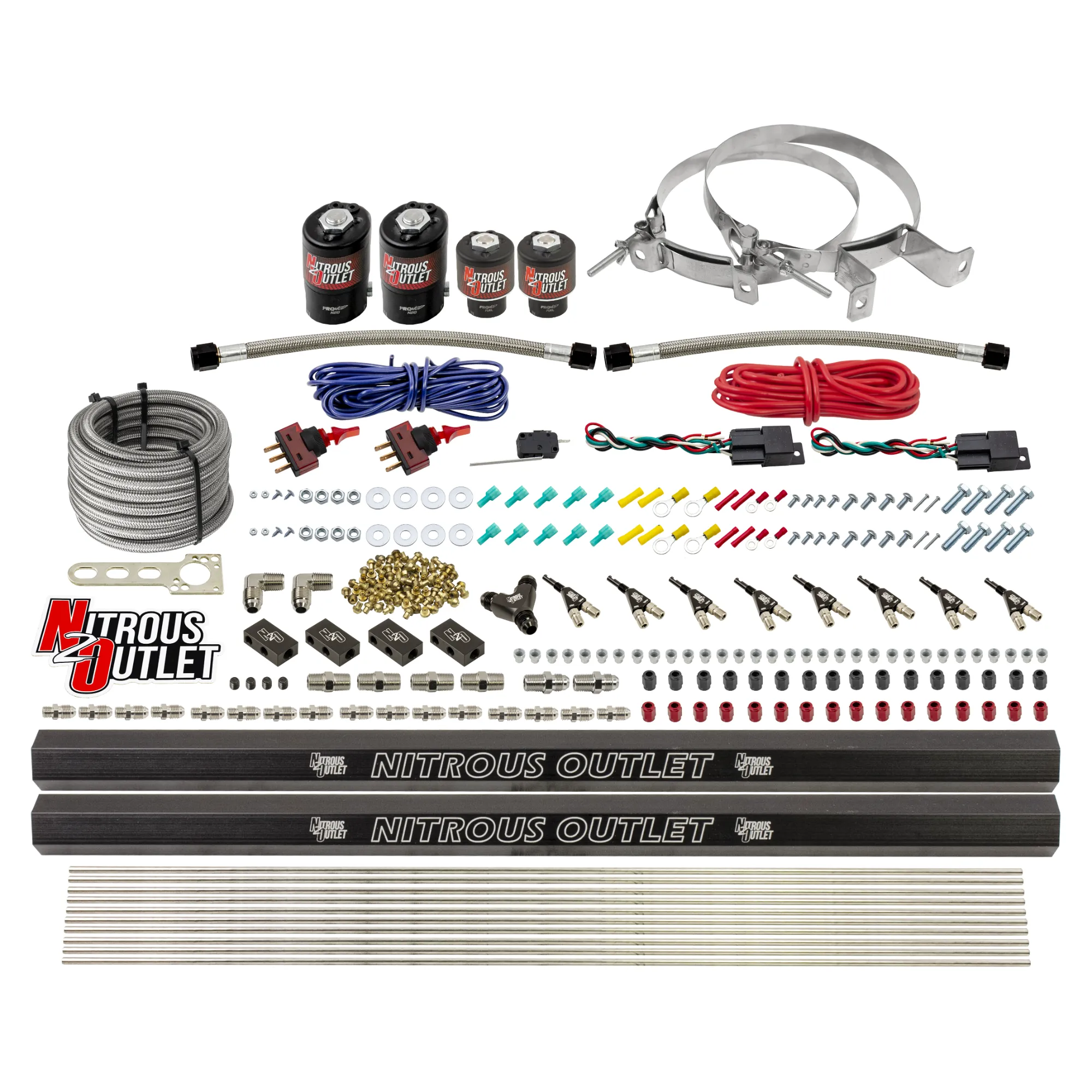 Nitrous Outlet 4 Cylinder Dual Stage Direct Port System - Two .122 Nitrous Solenoids/Two .177 Fuel Solenoids/Two Dual Pass...