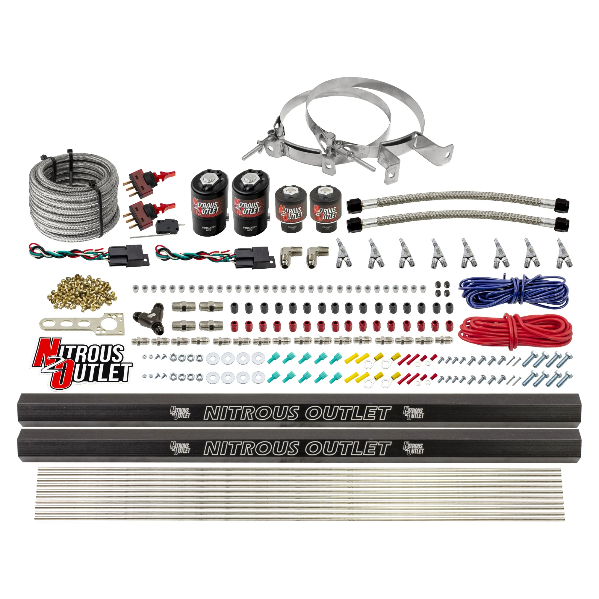 Nitrous Outlet 4 Cylinder Dual Stage Direct Port System - Two .122 Nitrous Solenoids/Two .177 Fuel Solenoids/Two Dual Pass...