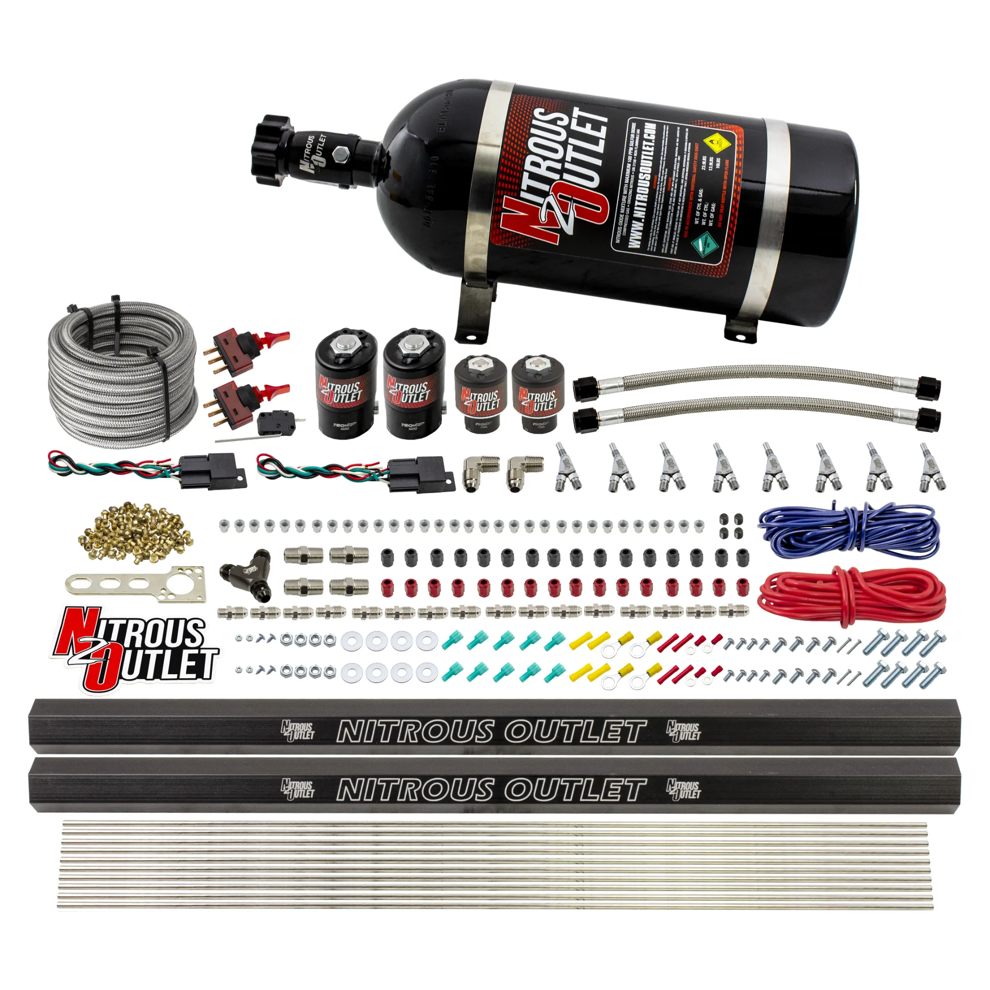 Nitrous Outlet 4 Cylinder Dual Stage Direct Port System - Two .122 Nitrous Solenoids/Two .177 Fuel Solenoids/Two Dual Pass...
