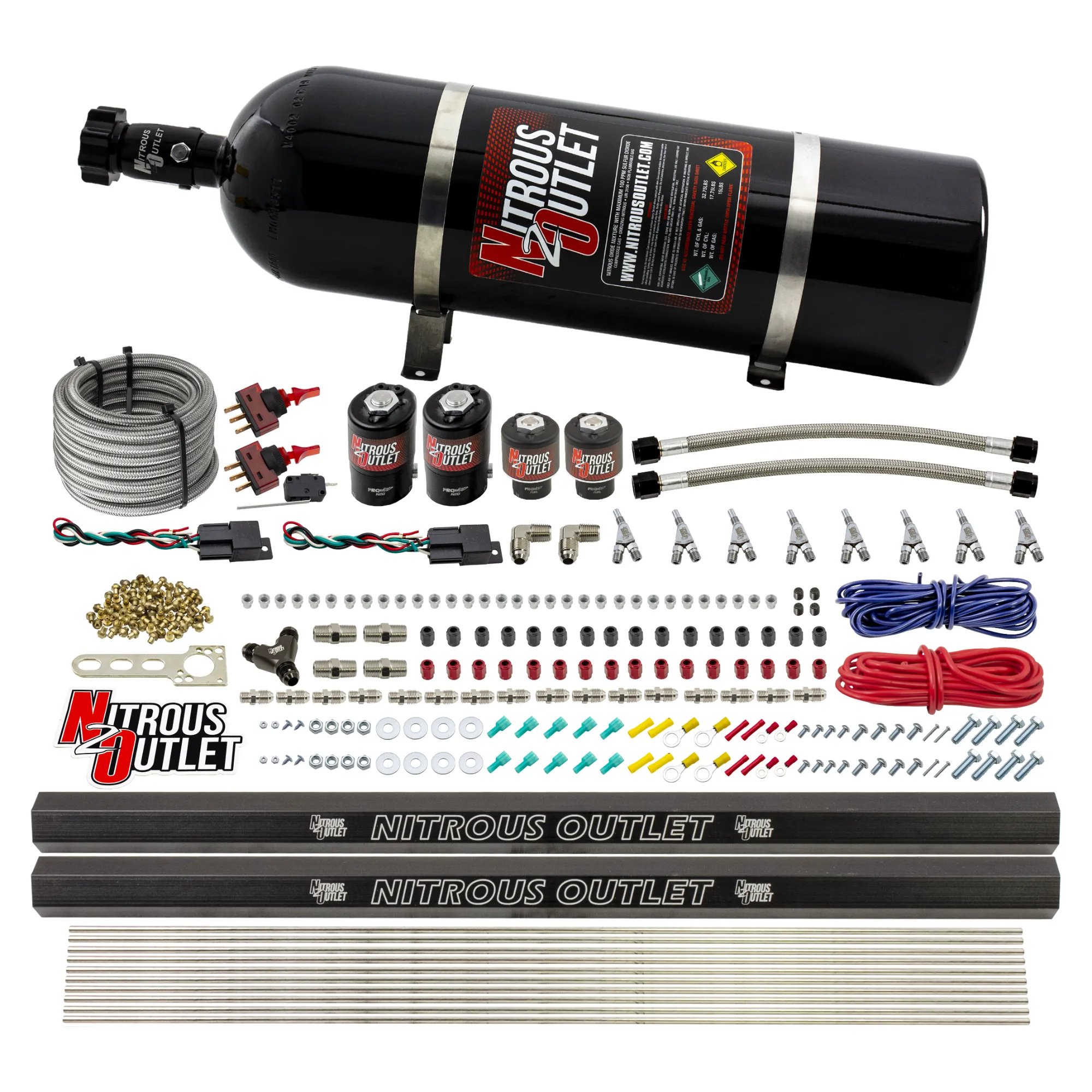 Nitrous Outlet 4 Cylinder Dual Stage Direct Port System - Two .122 Nitrous Solenoids/Two .177 Fuel Solenoids/Two Dual Pass...