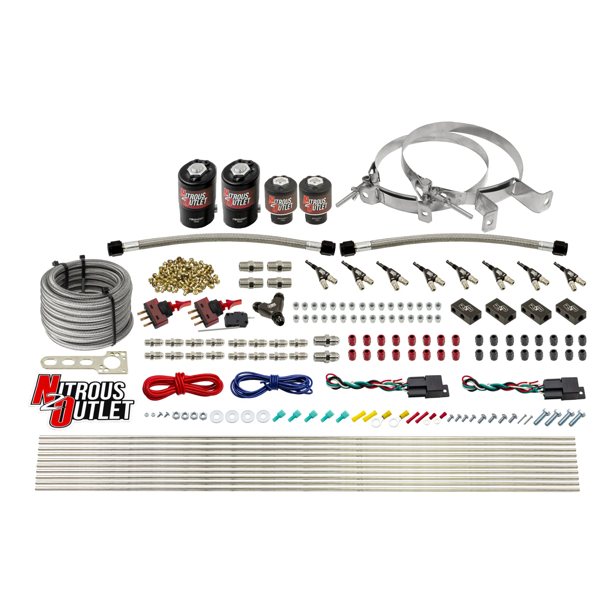 Nitrous Outlet 4 Cylinder Dual Stage Direct Port System - Two .122 Nitrous Solenoids/Two .177 Fuel Solenoids/Distribution ...