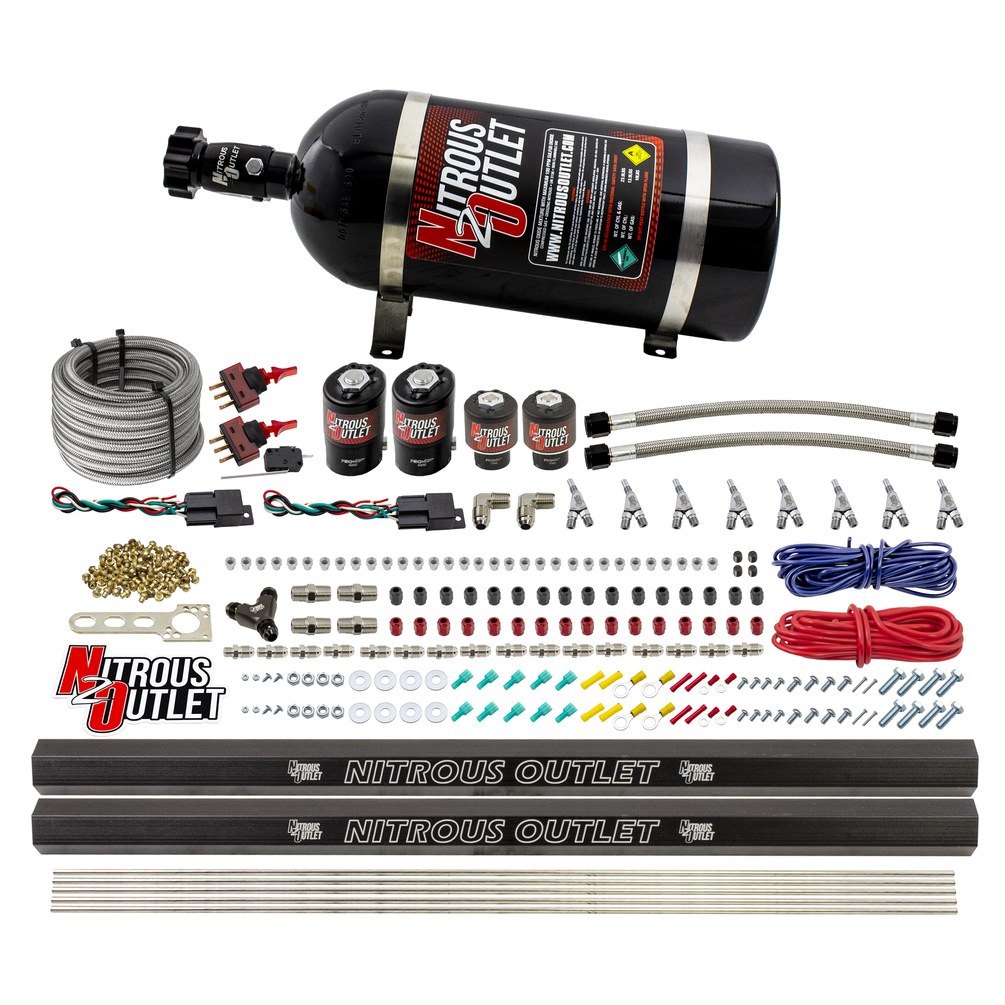 Nitrous Outlet 4 Cylinder Dual Stage Direct Port System - Two .122 Nitrous Solenoids/Two .177 Fuel Solenoids/Two Dual Pass...