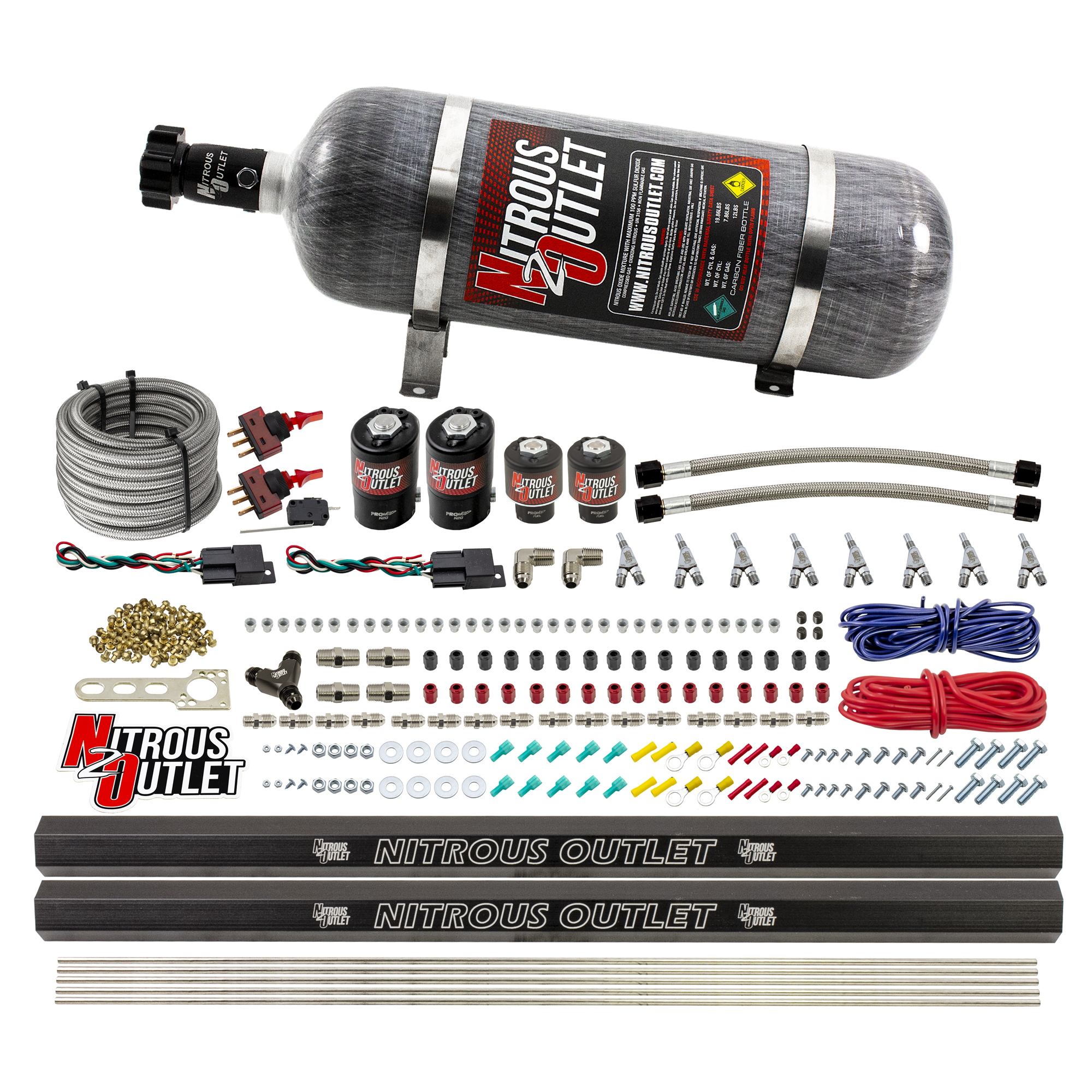Nitrous Outlet 4 Cylinder Dual Stage Direct Port System - Two .122 Nitrous Solenoids/Two .177 Fuel Solenoids/Two Dual Pass...