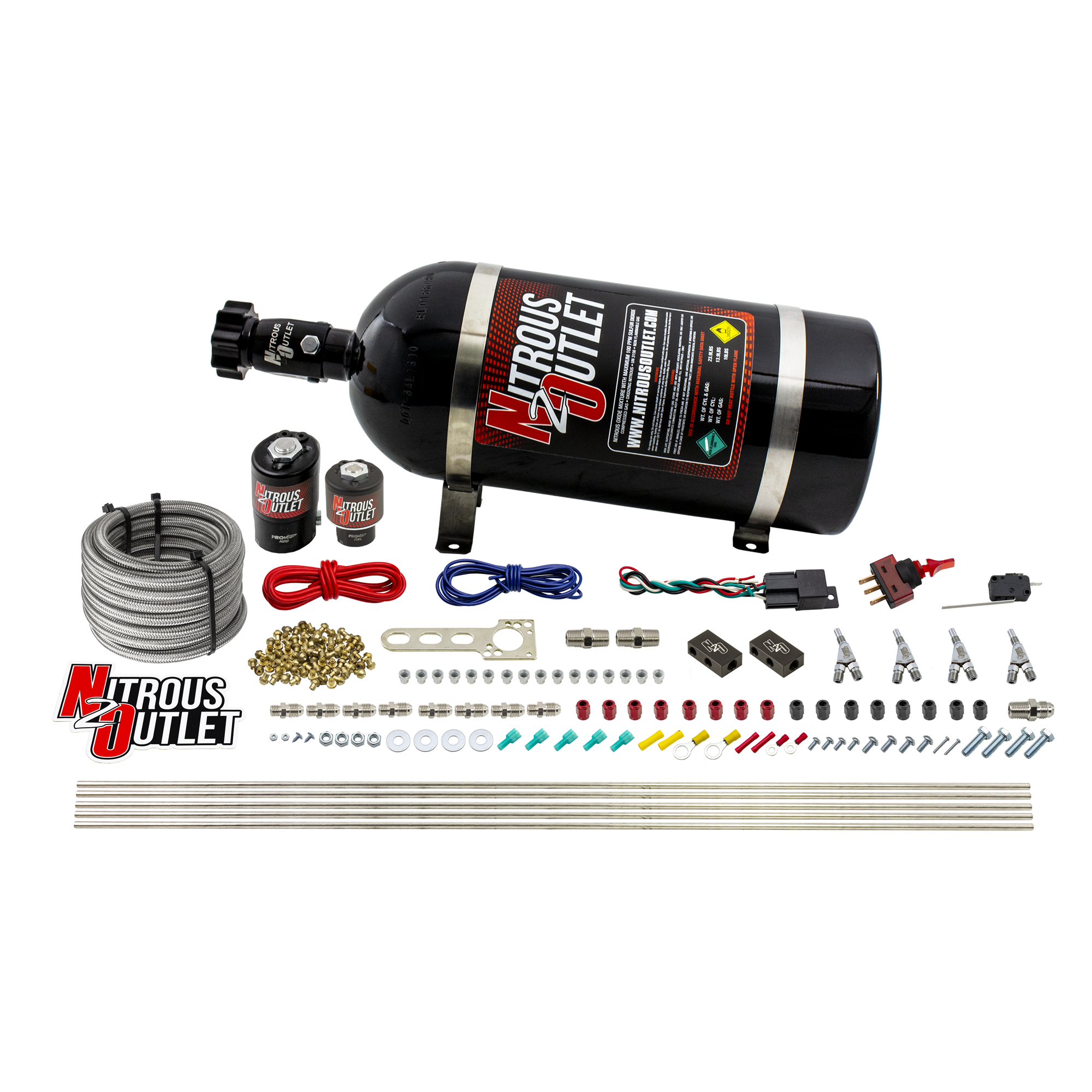 Nitrous Outlet 4 Cylinder Direct Port System - .122 Nitrous Solenoid/.177 Fuel Solenoid/Distribution Blocks/Annular Degree...