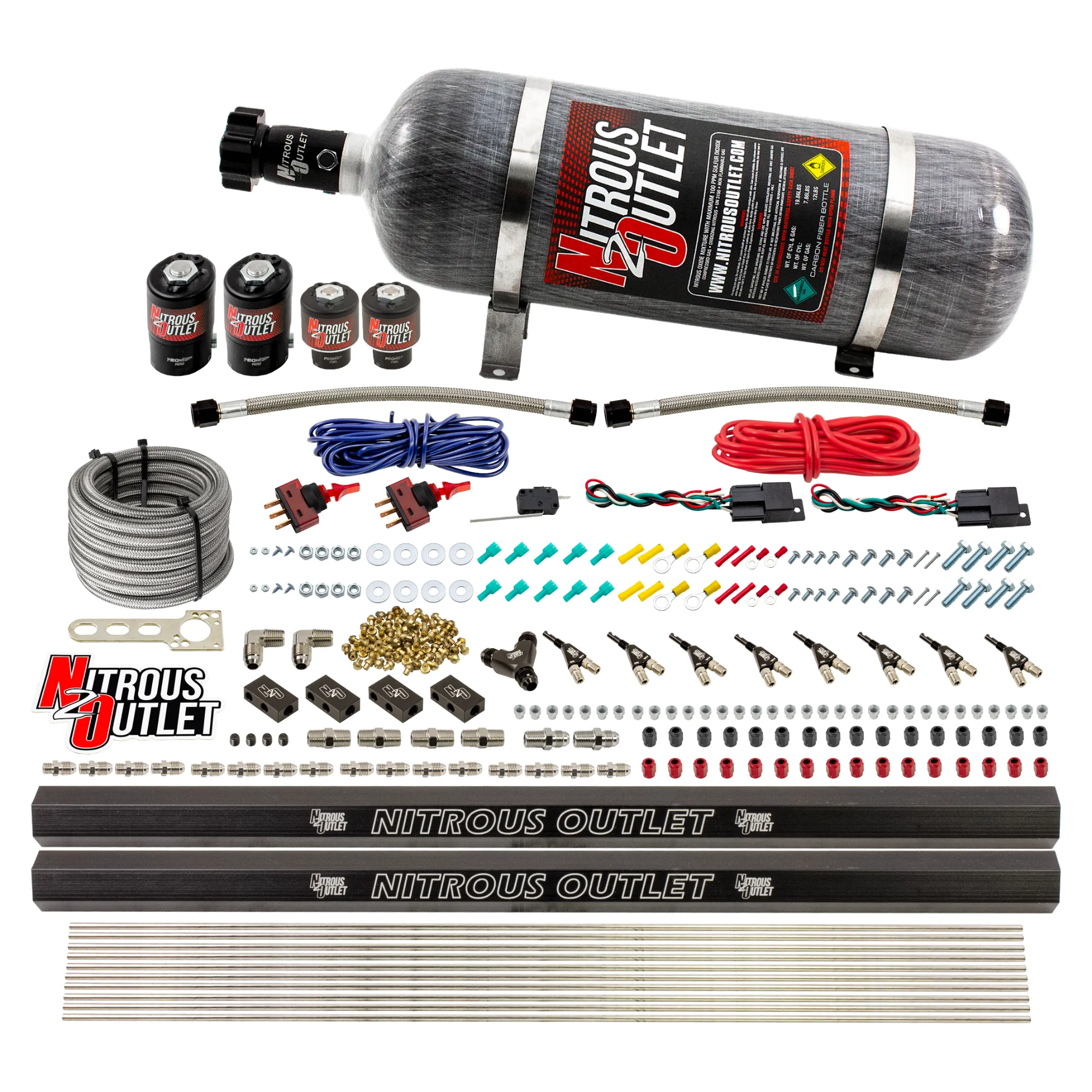 Nitrous Outlet 4 Cylinder Dual Stage Direct Port System - Two .122 Nitrous Solenoids/Two .177 Fuel Solenoids/Two Dual Pass...