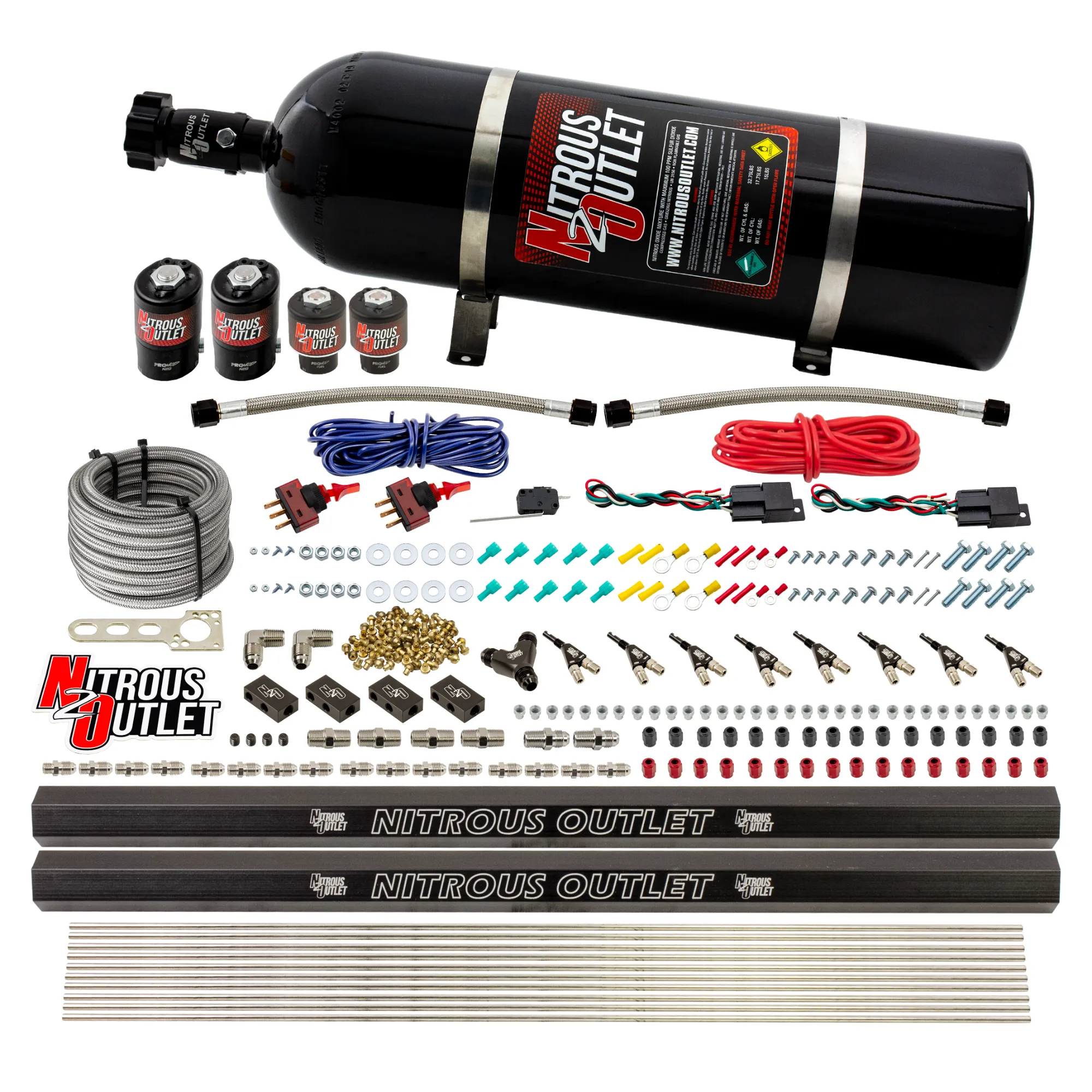 Nitrous Outlet 4 Cylinder Dual Stage Direct Port System - Two .122 Nitrous Solenoids/Two .177 Fuel Solenoids/Two Dual Pass...