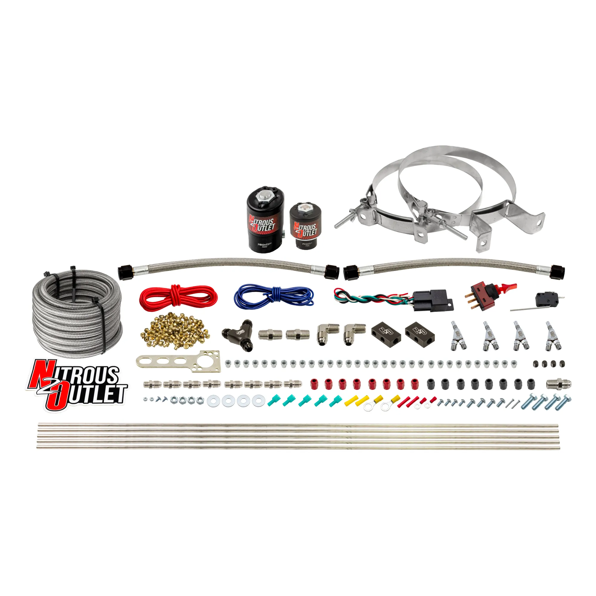Nitrous Outlet 4 Cylinder Direct Port System - .122 Nitrous Solenoid/.177 Fuel Solenoid/Distribution Blocks/Annular Degree...