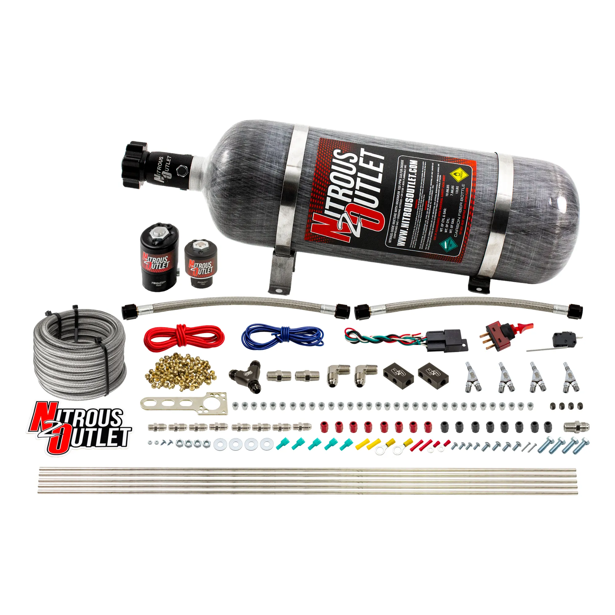 Nitrous Outlet 4 Cylinder Direct Port System - .122 Nitrous Solenoid/.177 Fuel Solenoid/Distribution Blocks/Annular Degree...