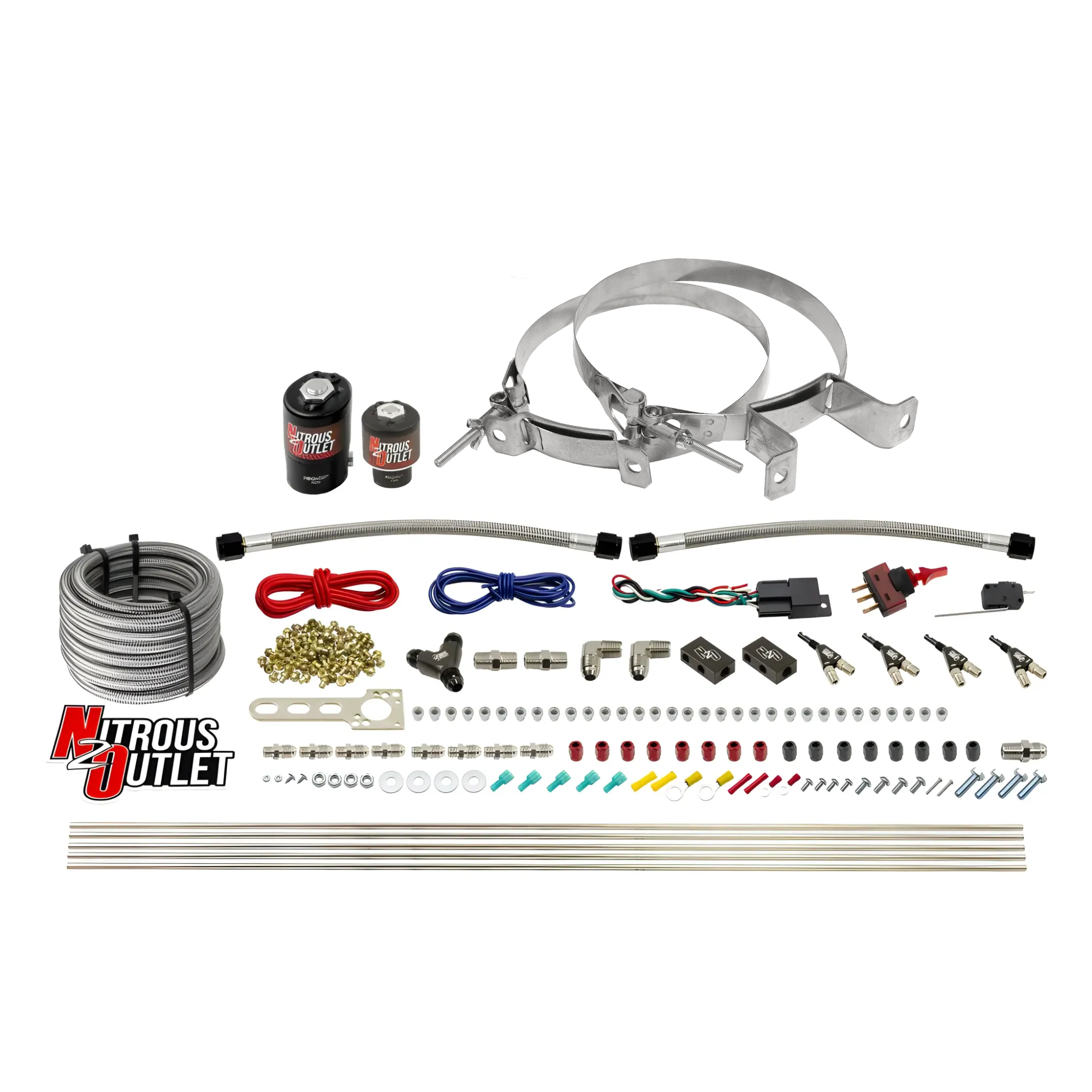 Nitrous Outlet 4 Cylinder Direct Port System - .122 Nitrous Solenoid/.177 Fuel Solenoid/Distribution Blocks/90 Degree Disc...