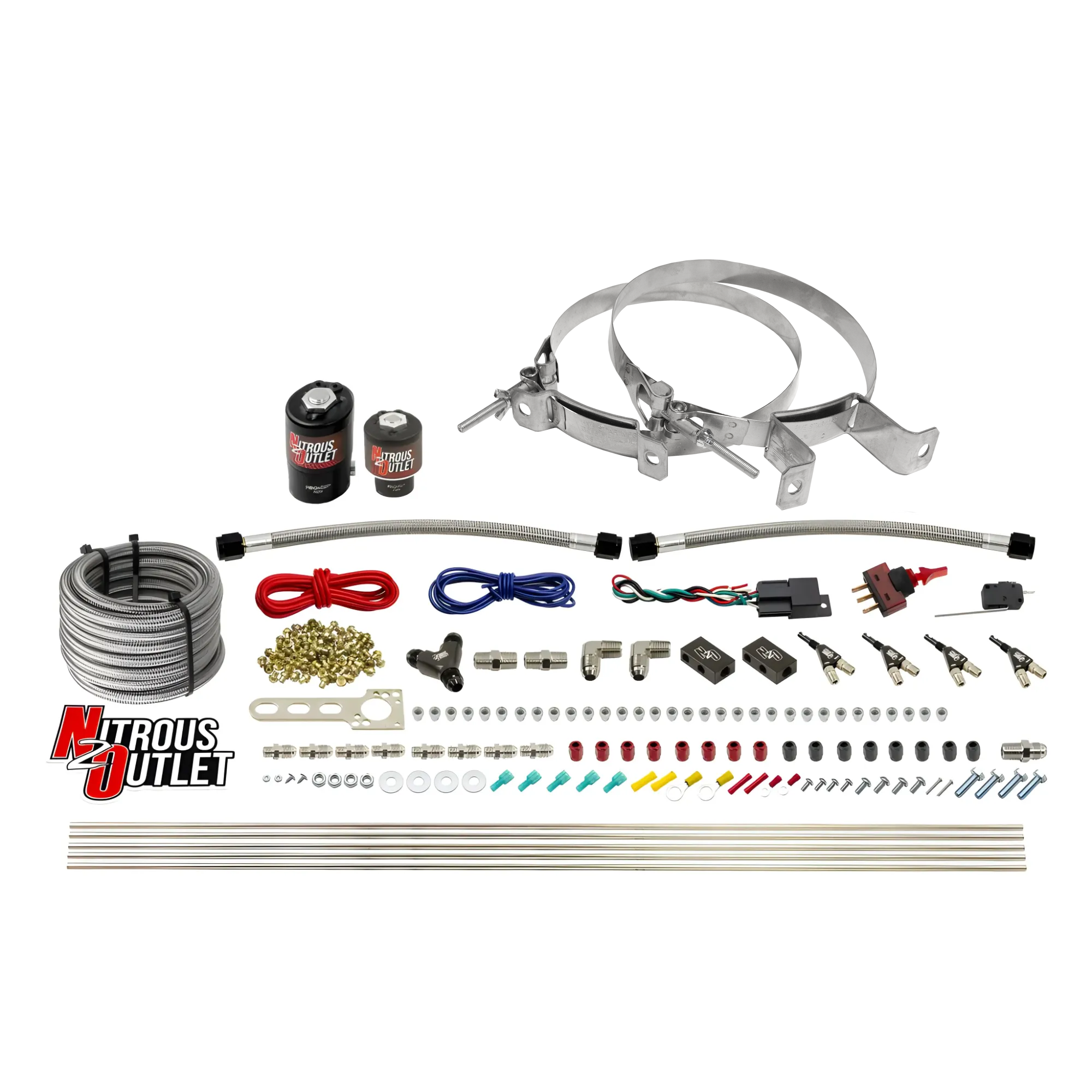 Nitrous Outlet 4 Cylinder Direct Port System - .122 Nitrous Solenoids/.177 Fuel Solenoids/Dual Passage Injection Rail/90 D...