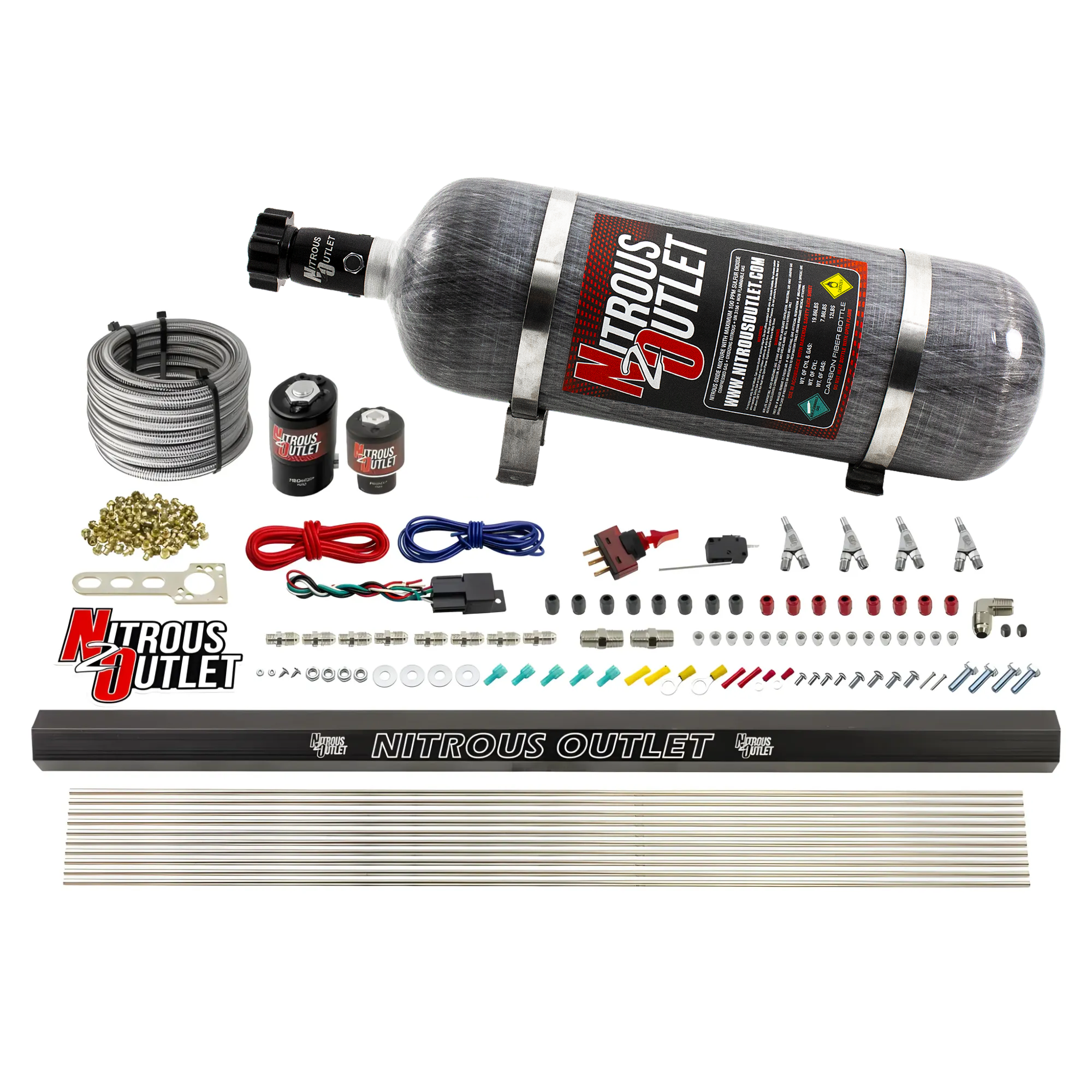 Nitrous Outlet 4 Cylinder Direct Port System - .122 Nitrous Solenoids/.177 Fuel Solenoids/Dual Passage Injection Rail/Annu...