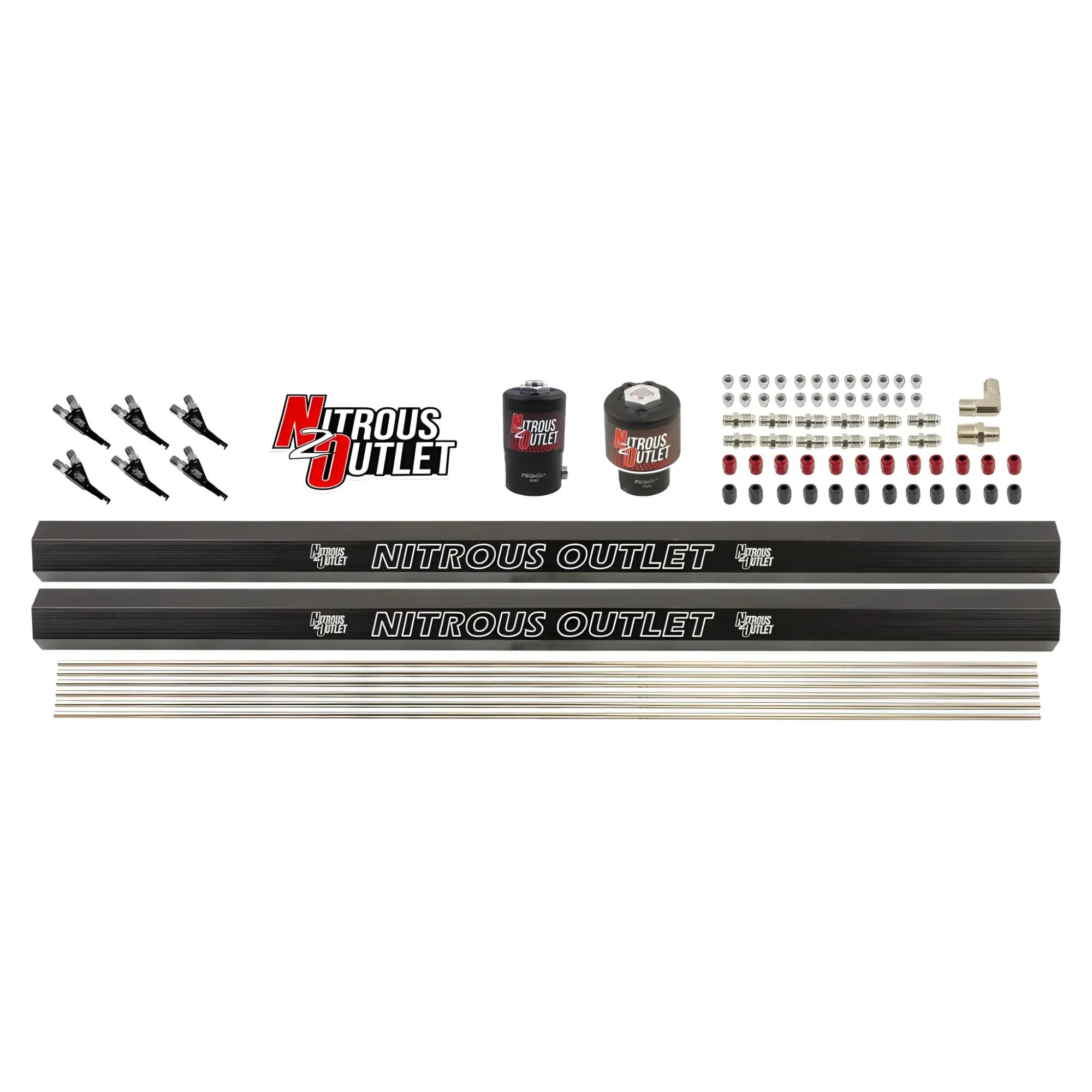 Nitrous Outlet 6 Cylinder Solenoids Forward Direct Port Plumbers Kit - .122 Nitrous Solenoid/.177 Fuel Solenoid/Distributi...