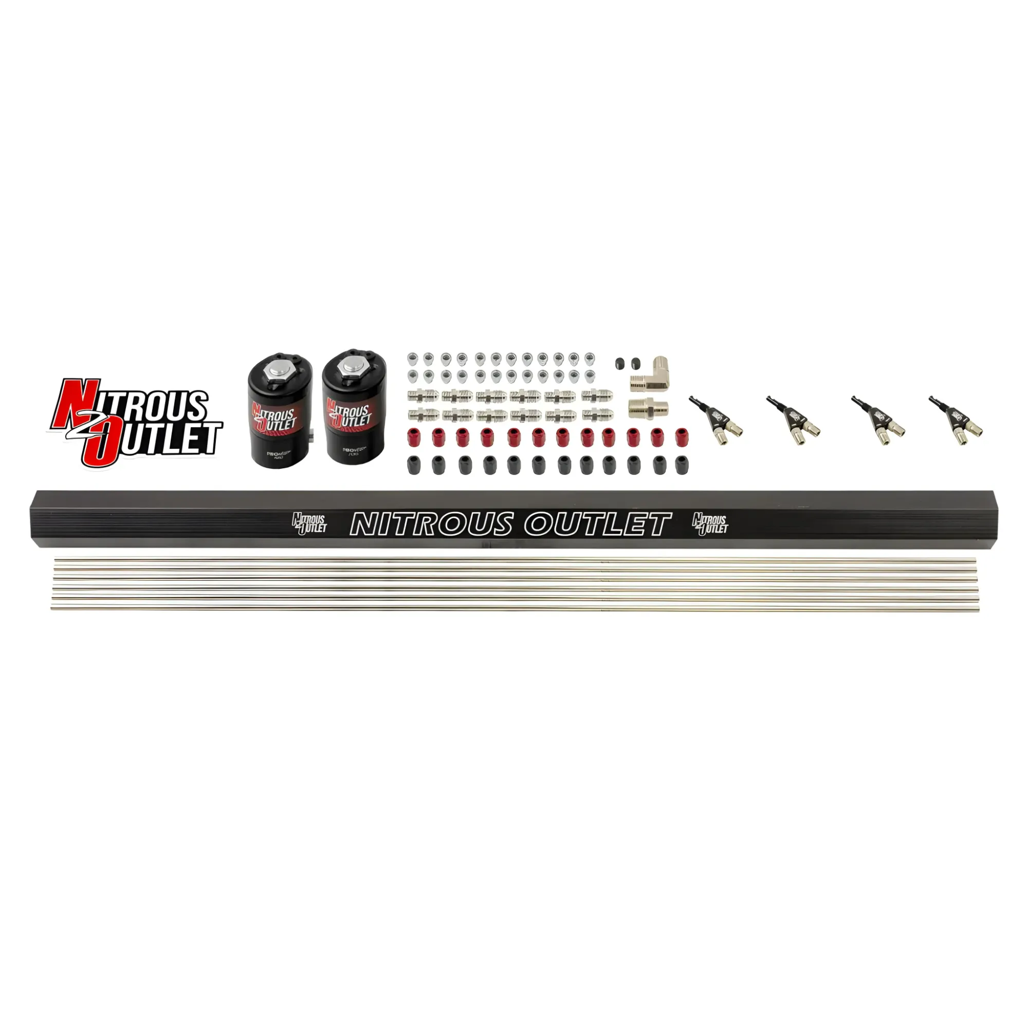 Nitrous Outlet 6 Cylinder Solenoids Forward Direct Port Plumbers Kit - .122 Nitrous Solenoid/.177 Fuel Solenoid/Dual Passa...