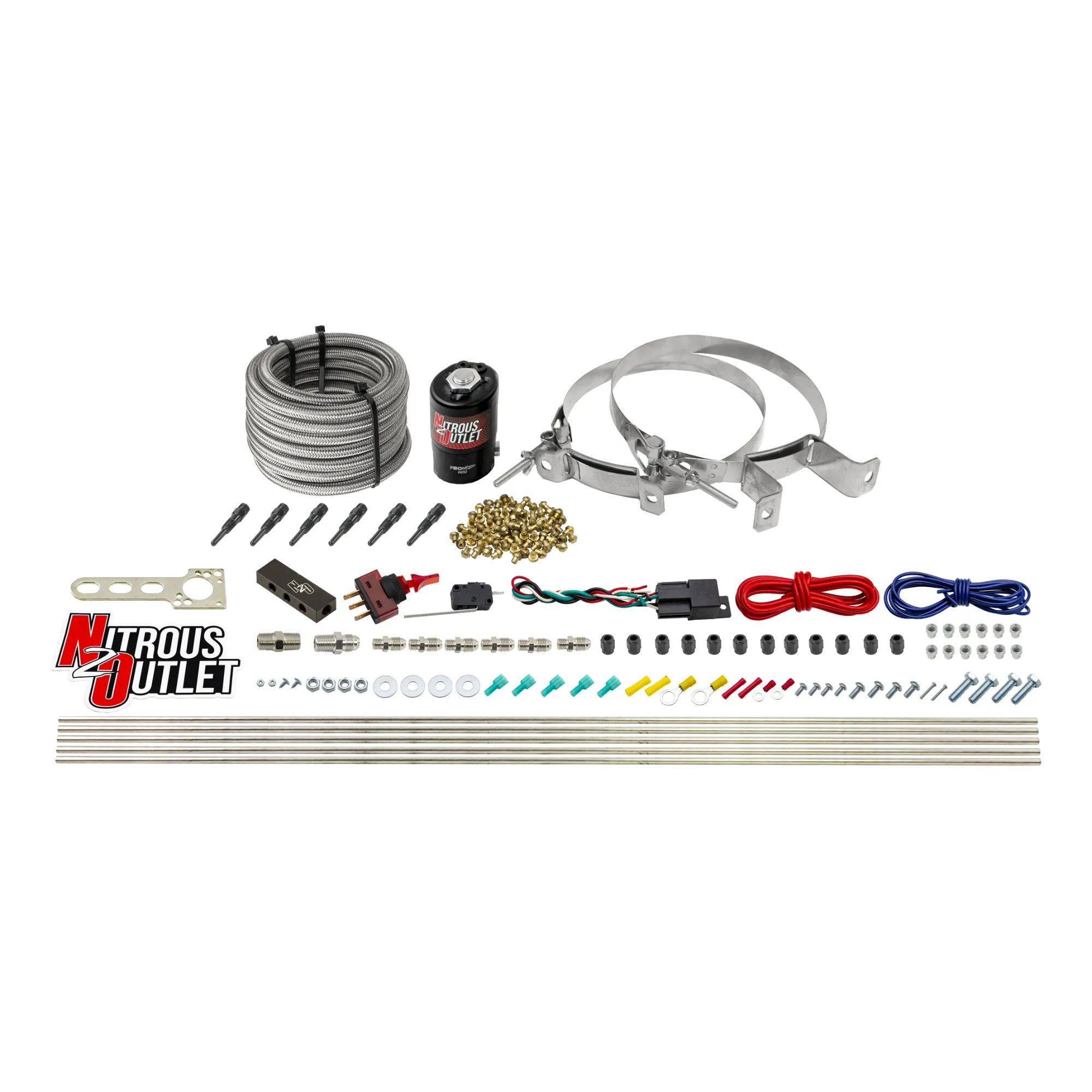 Nitrous Outlet Dry 6 Cylinder Direct Port System - .122 Nitrous Solenoid/Distribution Block/90 Degree Nozzles (75-375HP)(N...