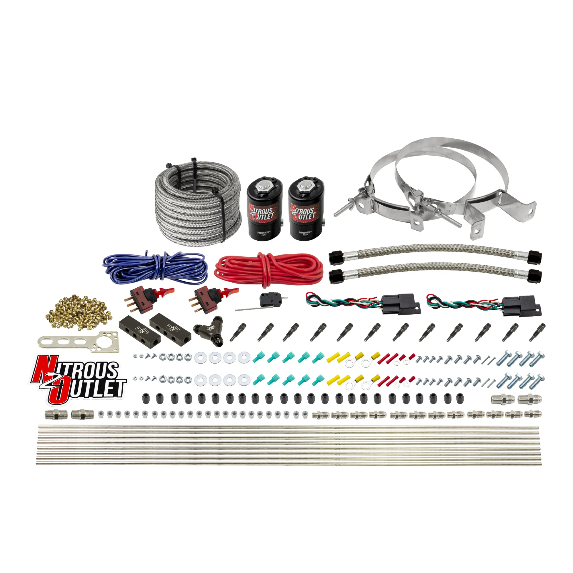 Nitrous Outlet Dry 6 Cylinder Dual Stage Direct Port System - Two .122 Nitrous Solenoids/Distribution Blocks/SBT Dual Pass...